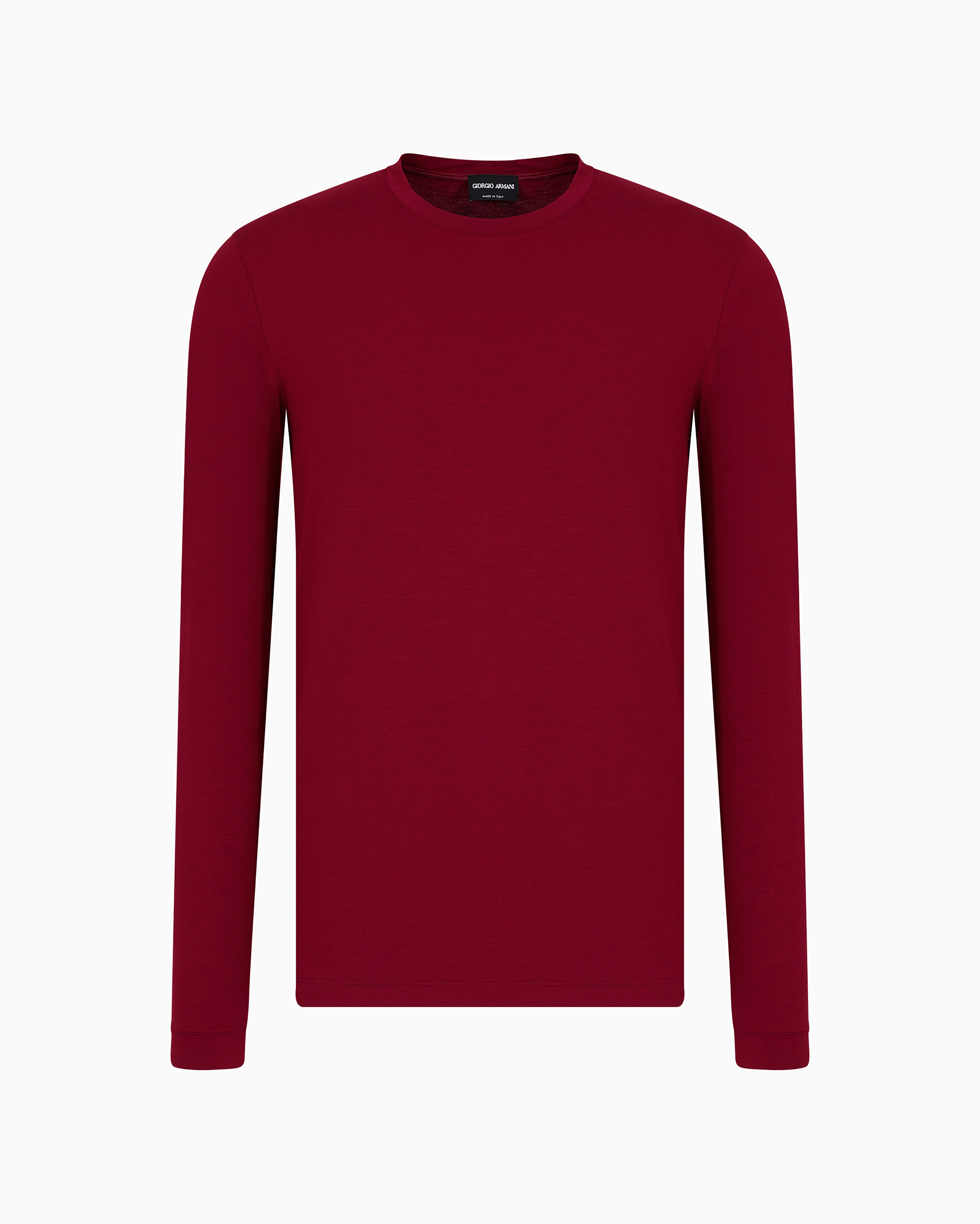 Giorgio Armani Official Store Stretch Viscose Jersey Jumper With Crew Neck And Long Sleeves In Red Logo