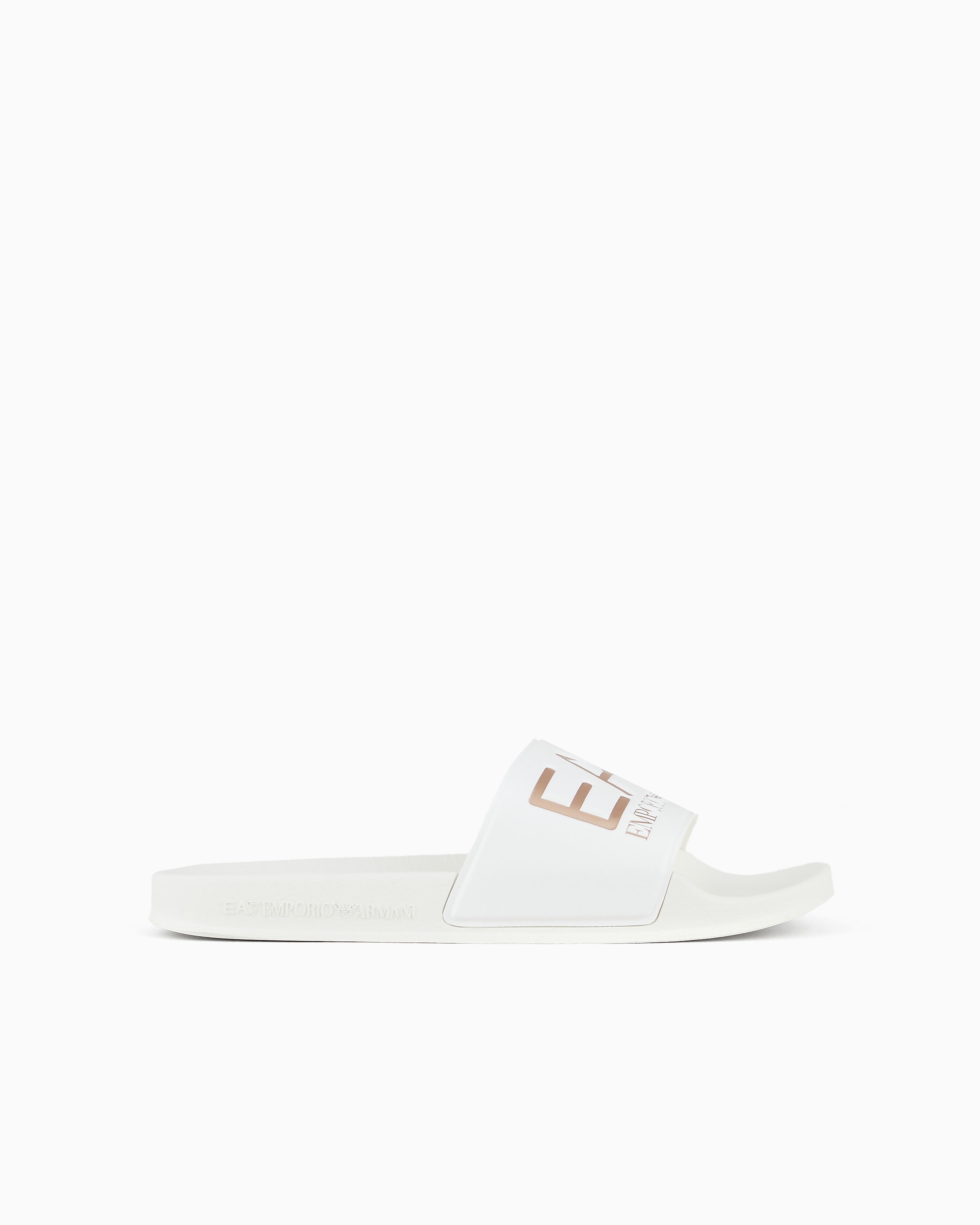 Emporio Armani Sliders With Oversized Logo In White 2