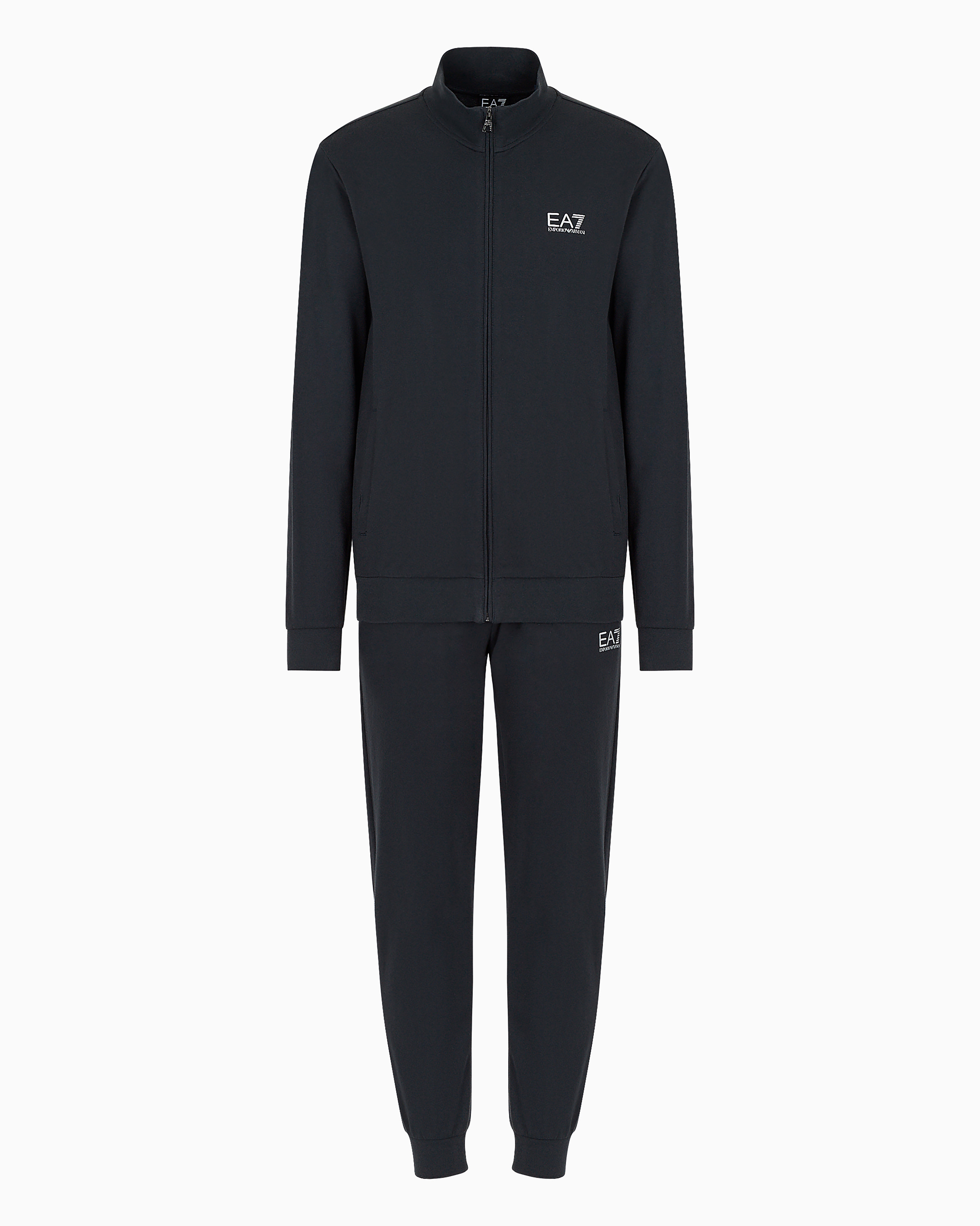 Ea7 Core Identity Cotton Tracksuit With Logo In Blue