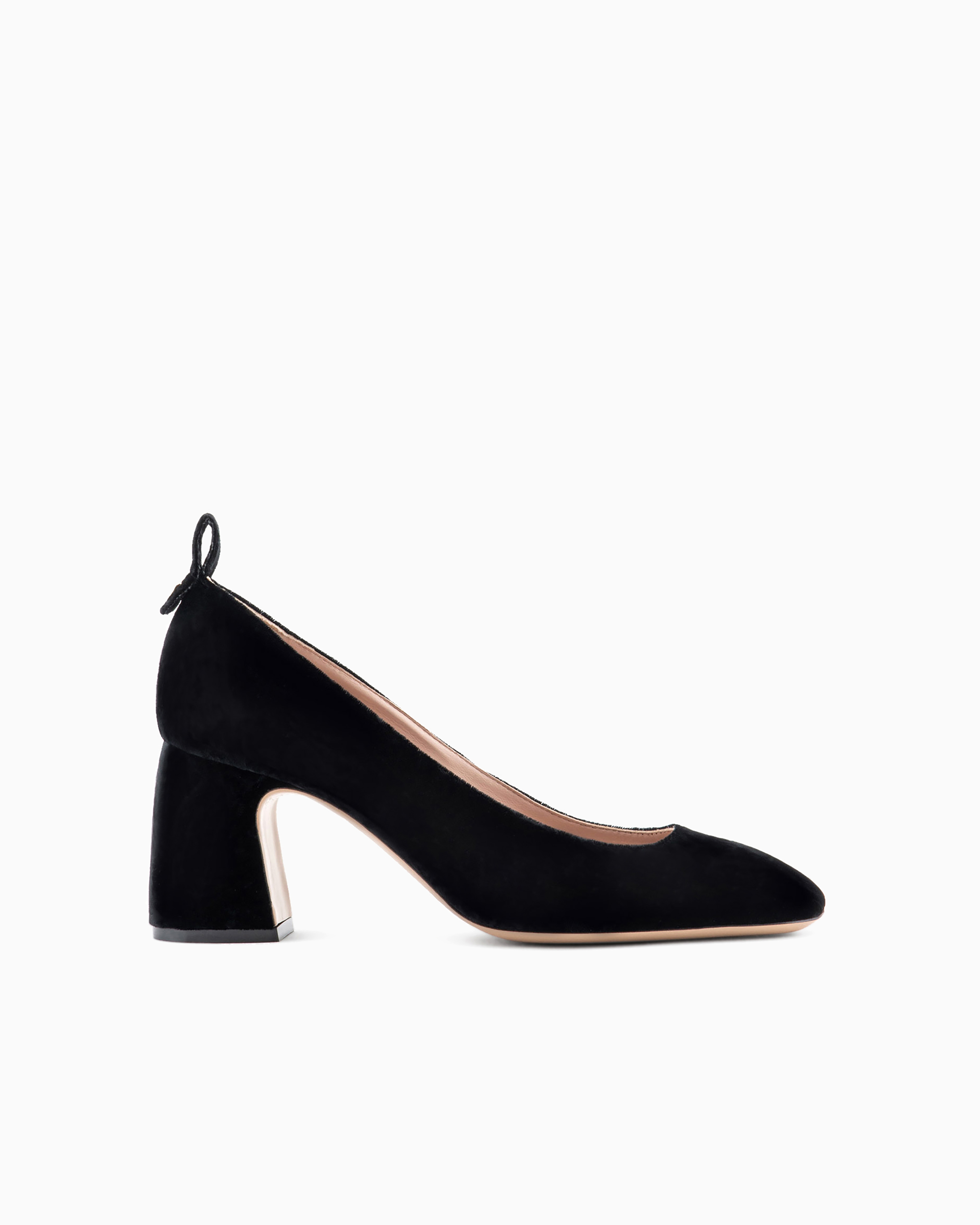 Emporio Armani Official Store Textured Velvet Court Shoes In Black