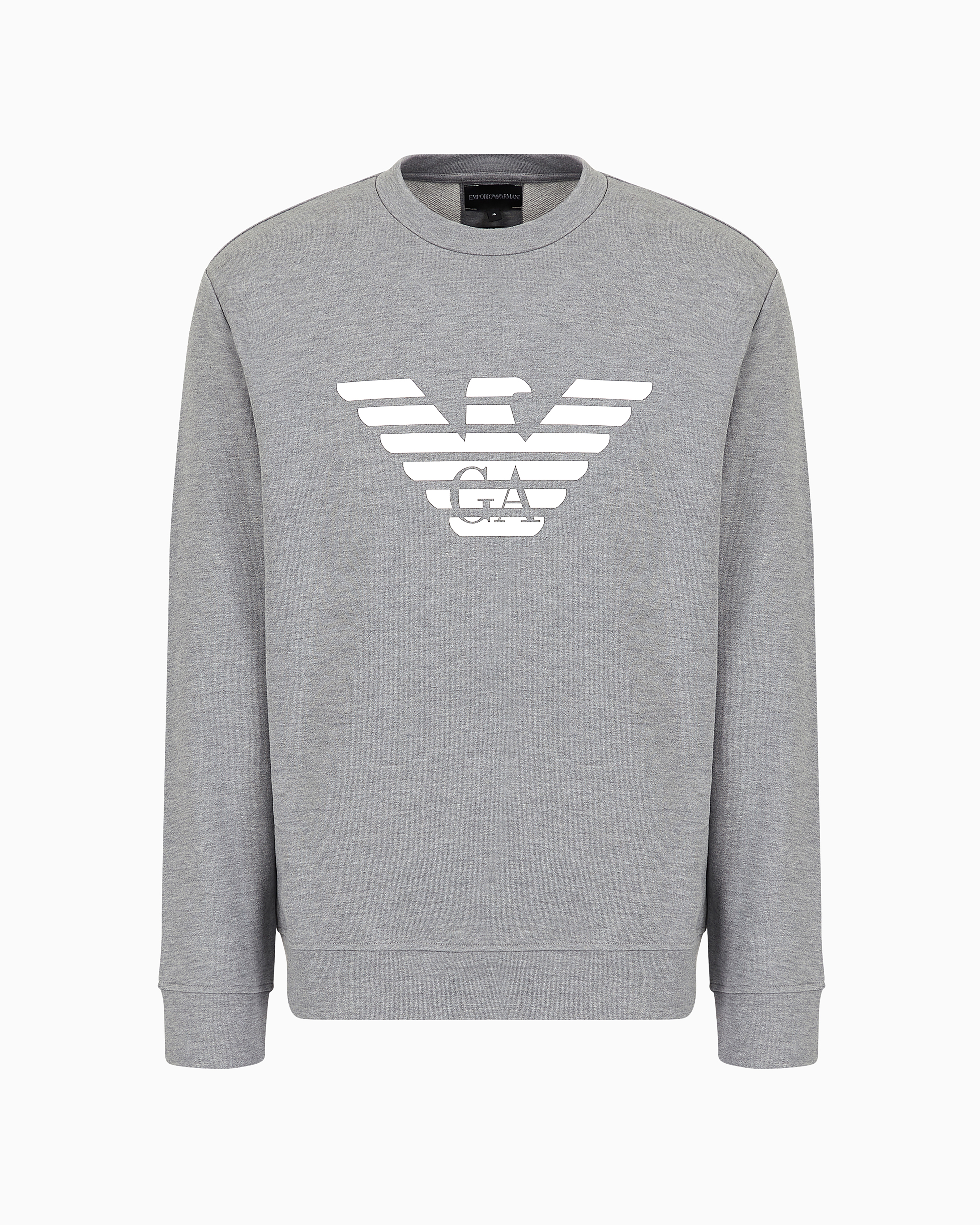 Emporio Armani Logo-print Crew Neck Sweatshirt In Grey Logo
