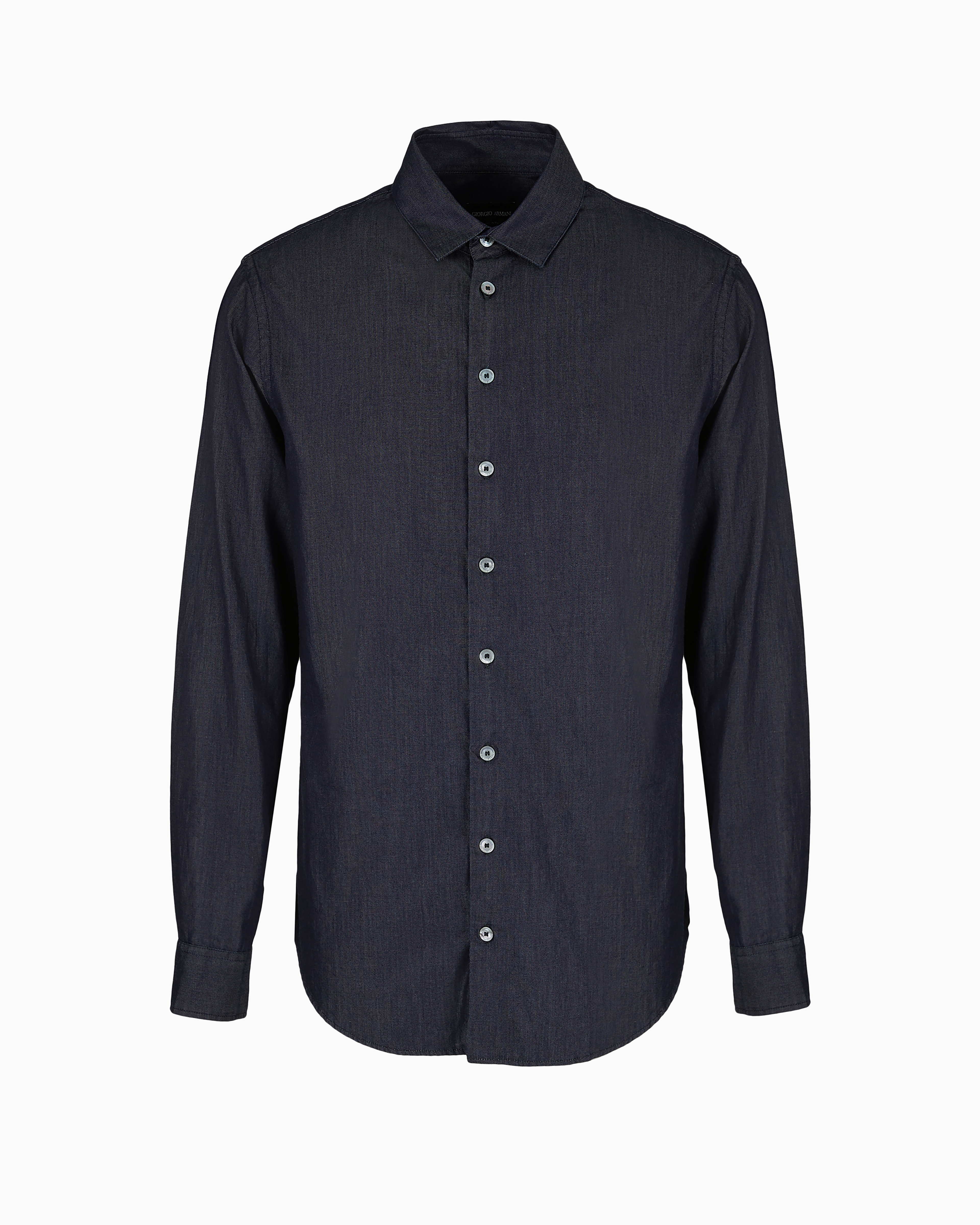 Giorgio Armani Official Store Denim Collection Cotton Denim Shirt In Dark Blue