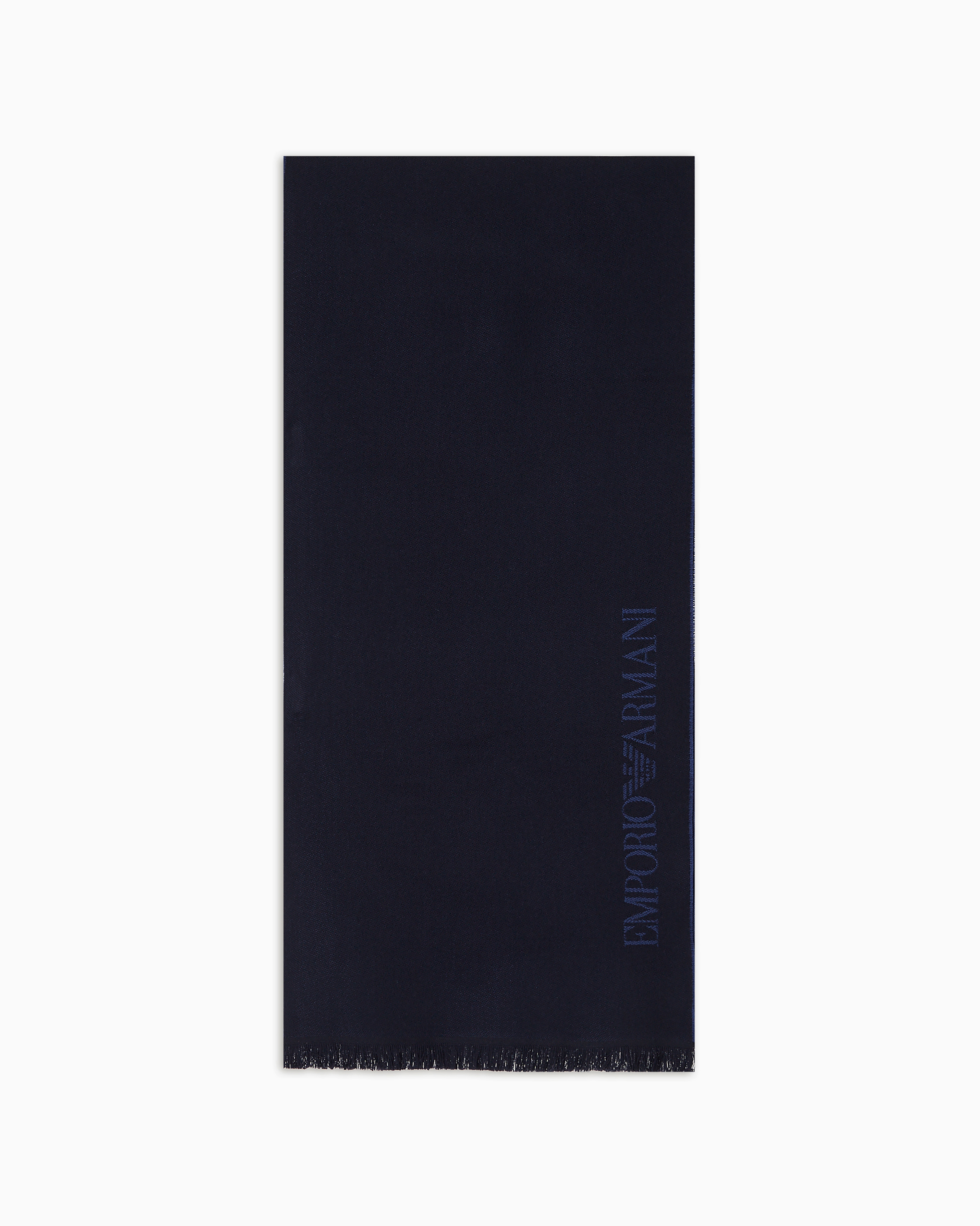 Emporio Armani Official Store Wool Scarf With Jacquard Logo Lettering In Electric Blue