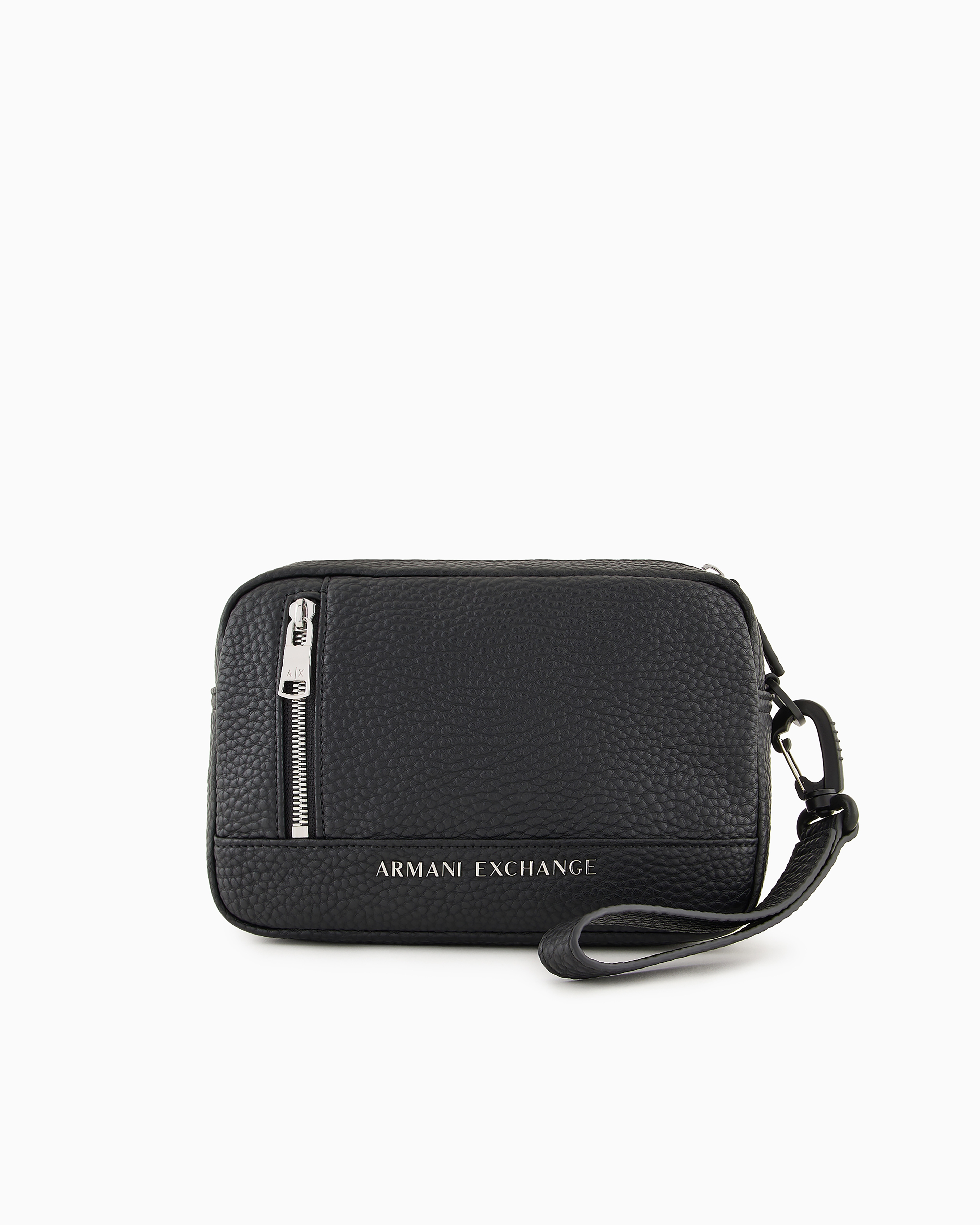 Armani Exchange Beauty Case With External Strap In Asv Recycled Material In Black