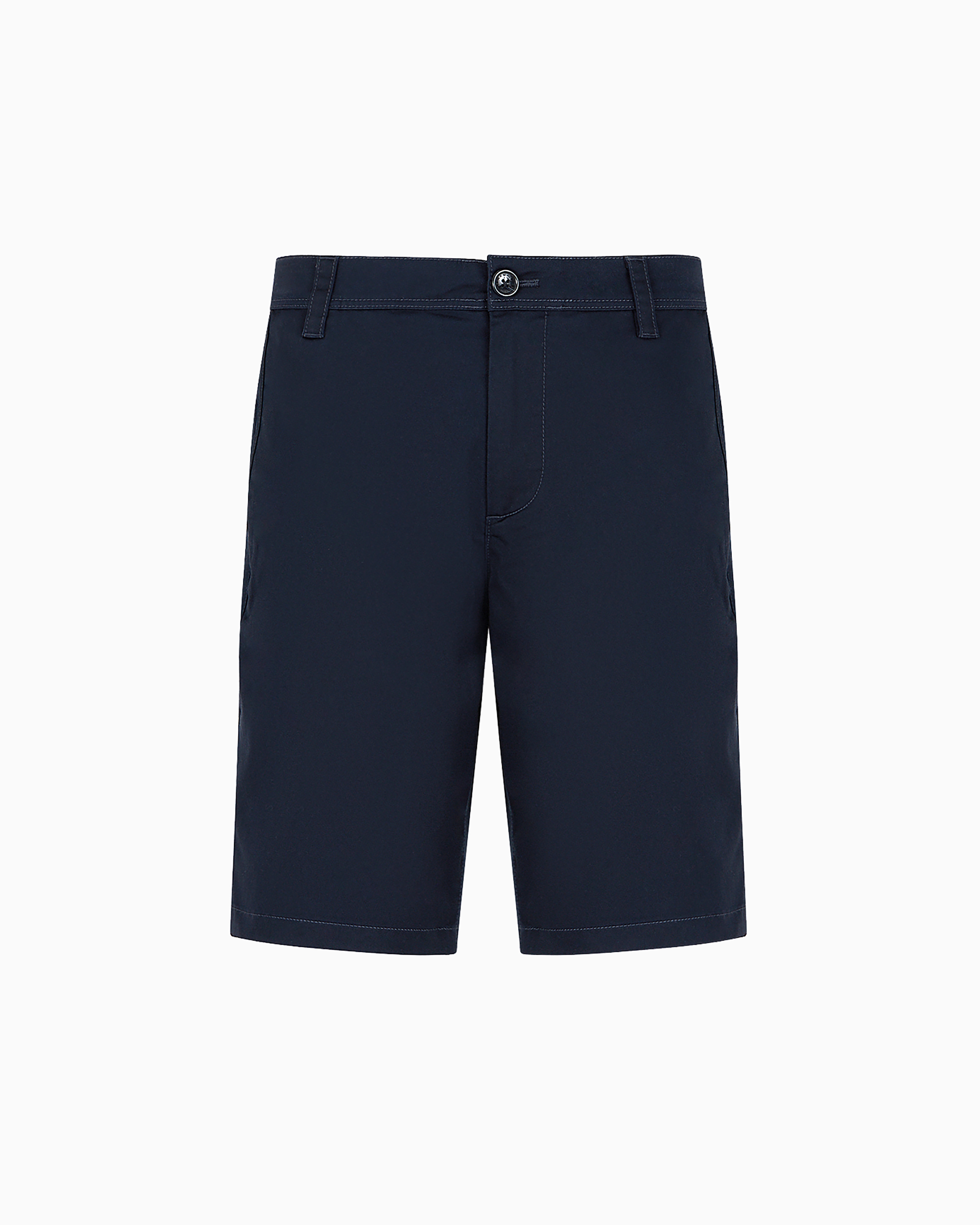 Armani Exchange Bermuda Shorts In Satin Stretch Fabric In Blue