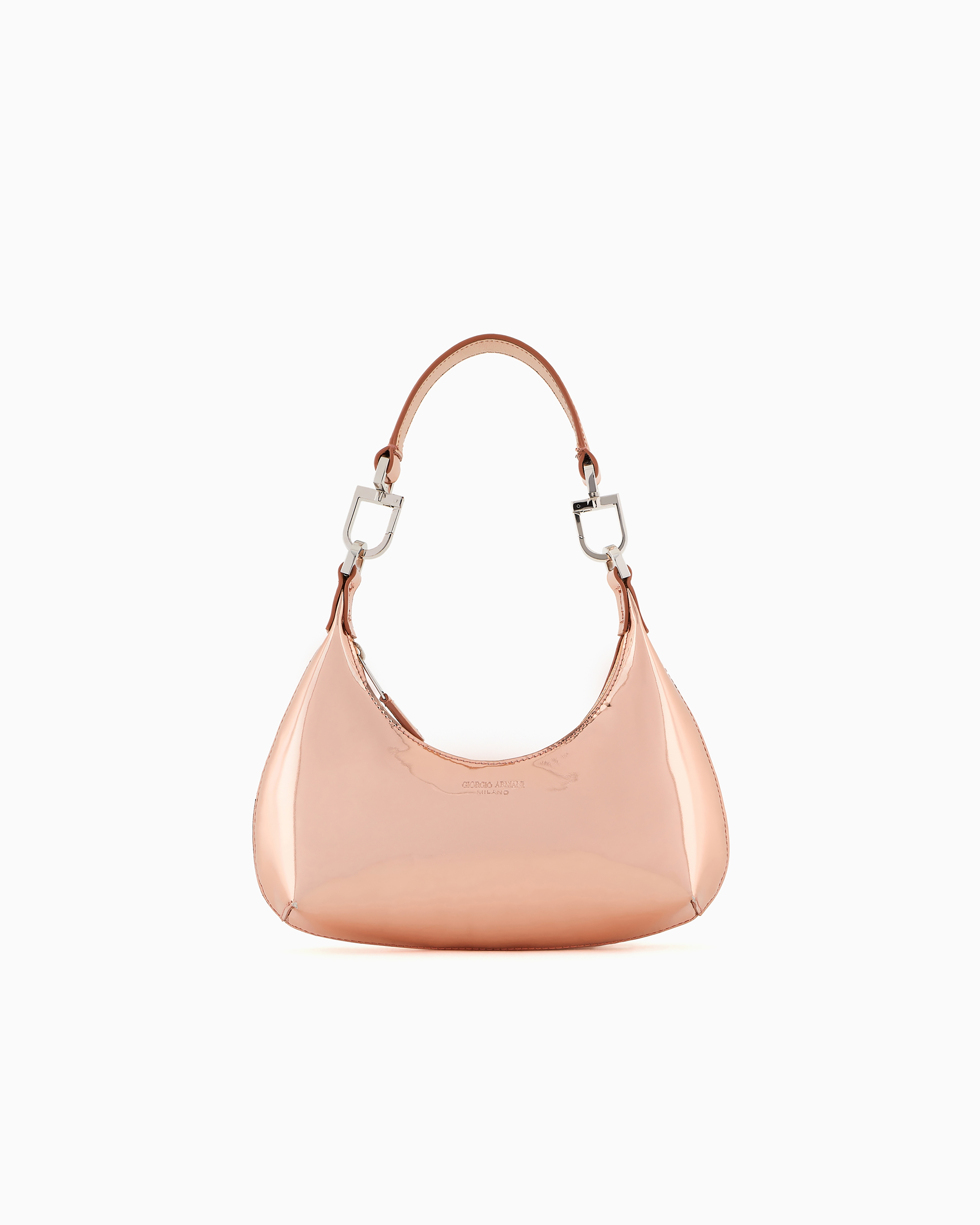 Giorgio Armani Lamé-leather La Prima Mini Hobo Bag In Orange