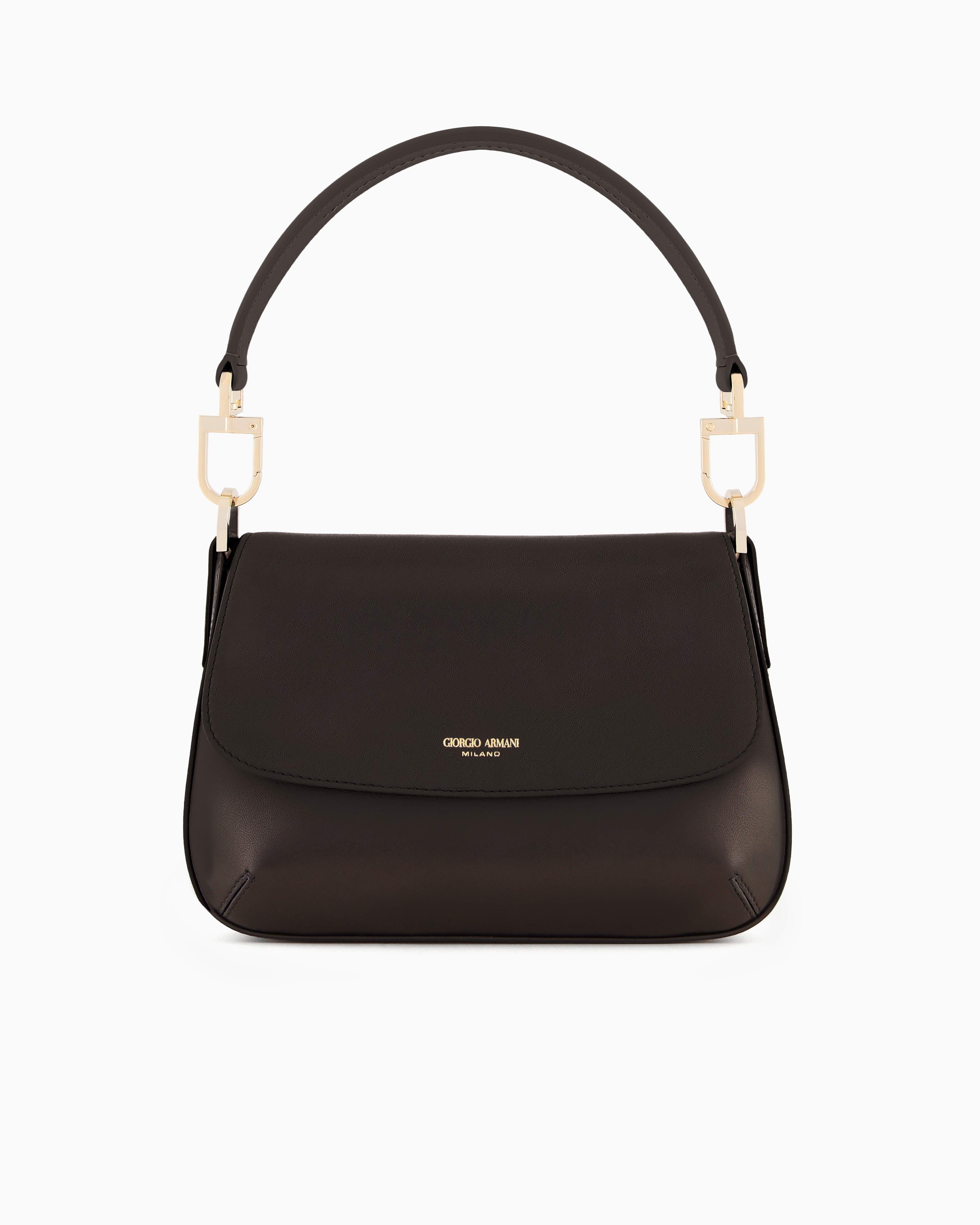 Giorgio Armani Official Store Small La Prima Soft Baguette Bag In Nappa Leather In Brown