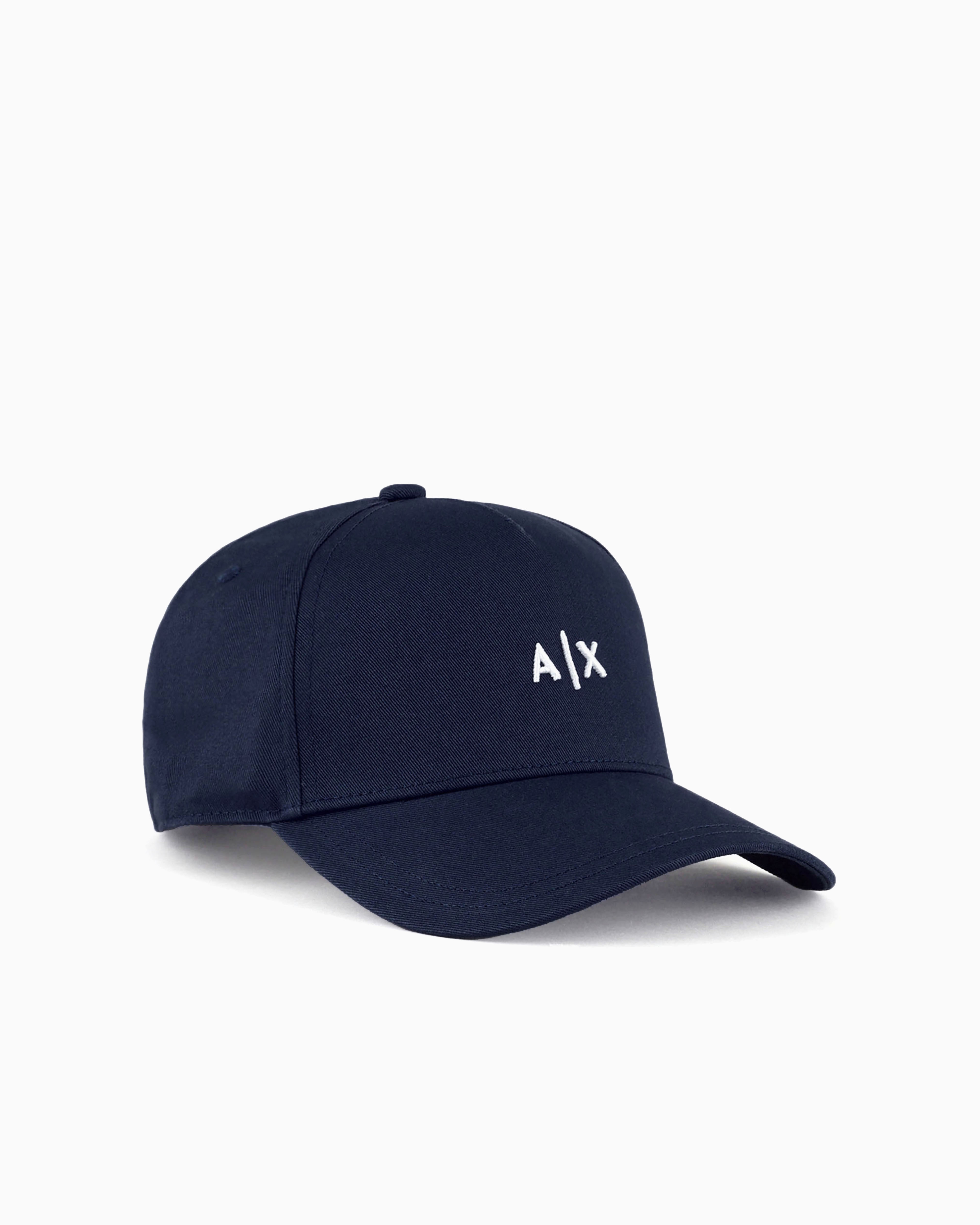 Shop Armani Exchange Visor Cap With Logo In Navy Blue