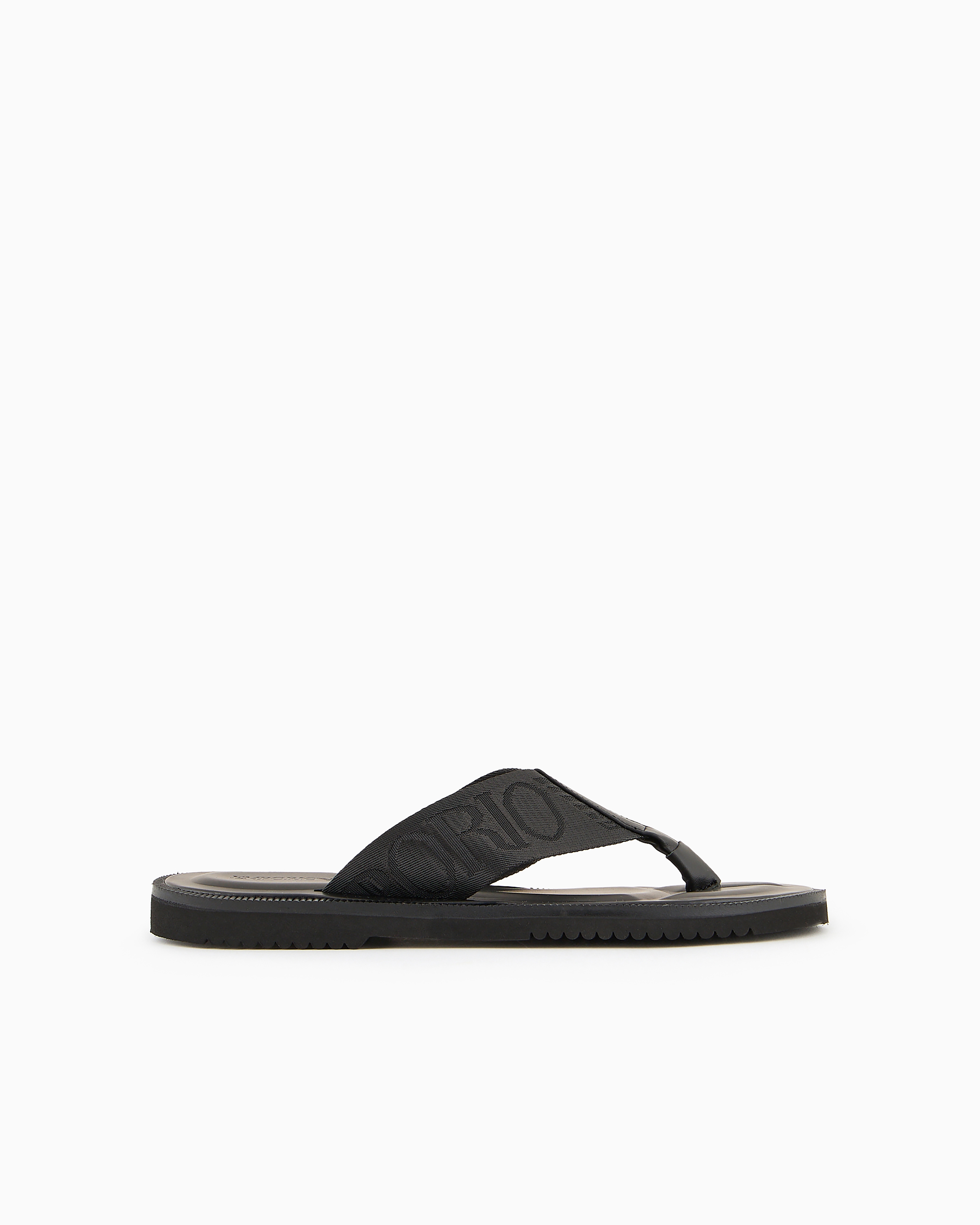 Emporio Armani Logo Tape Thong Sandals In Black