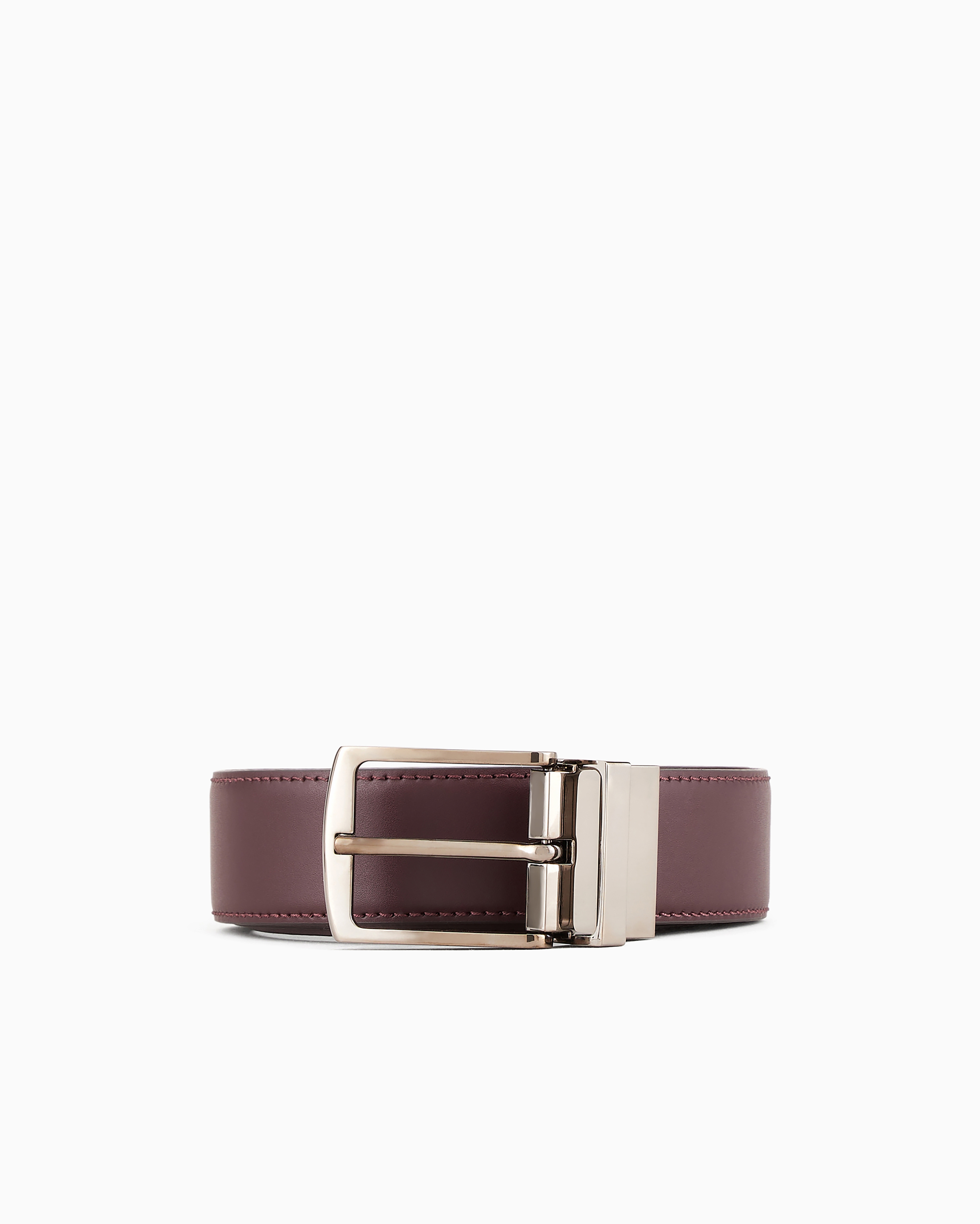 Giorgio Armani Official Store Reversible Leather Belt In Brown