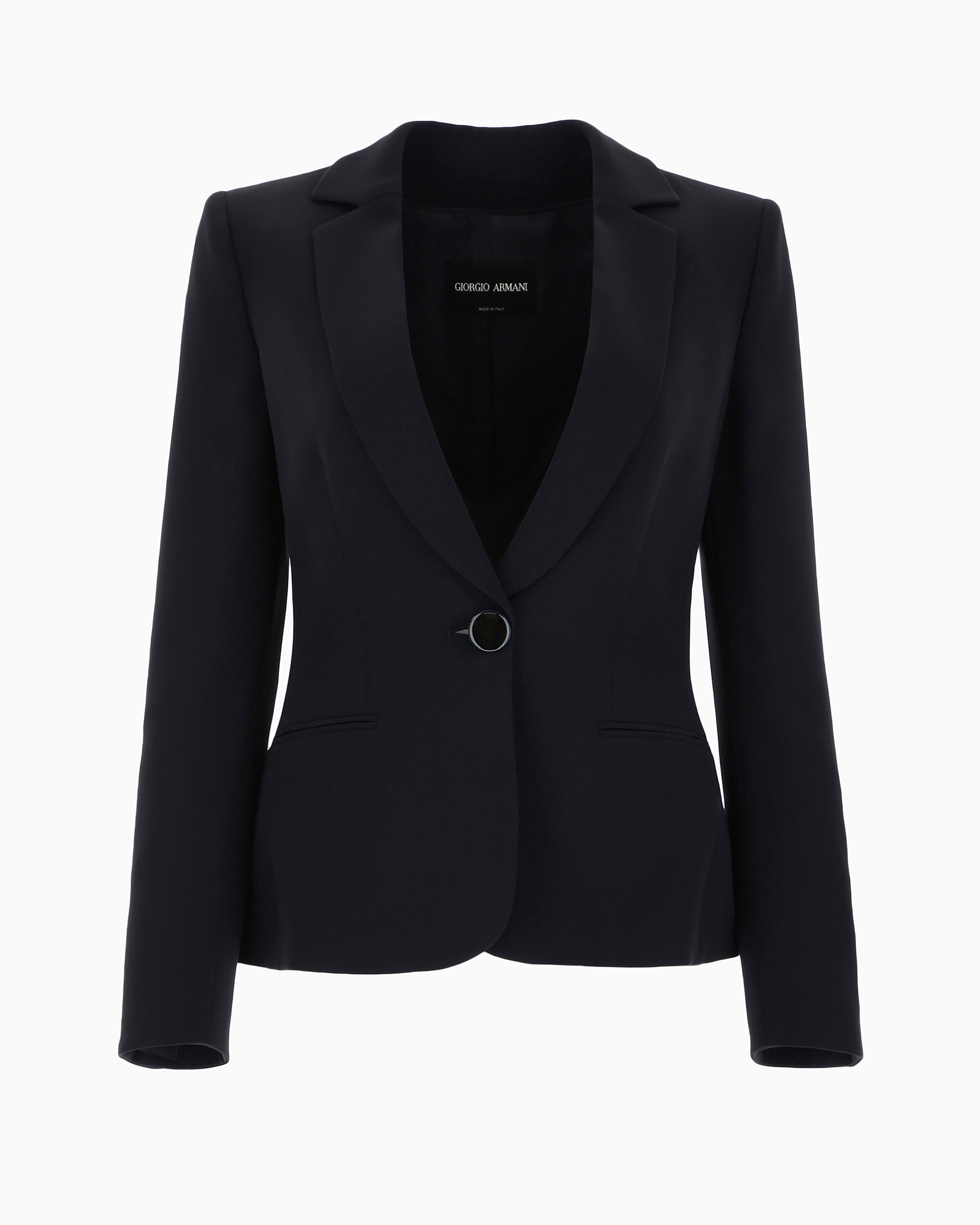 Giorgio Armani Official Store Mulberry Silk Single-breasted Jacket In Navy Blue