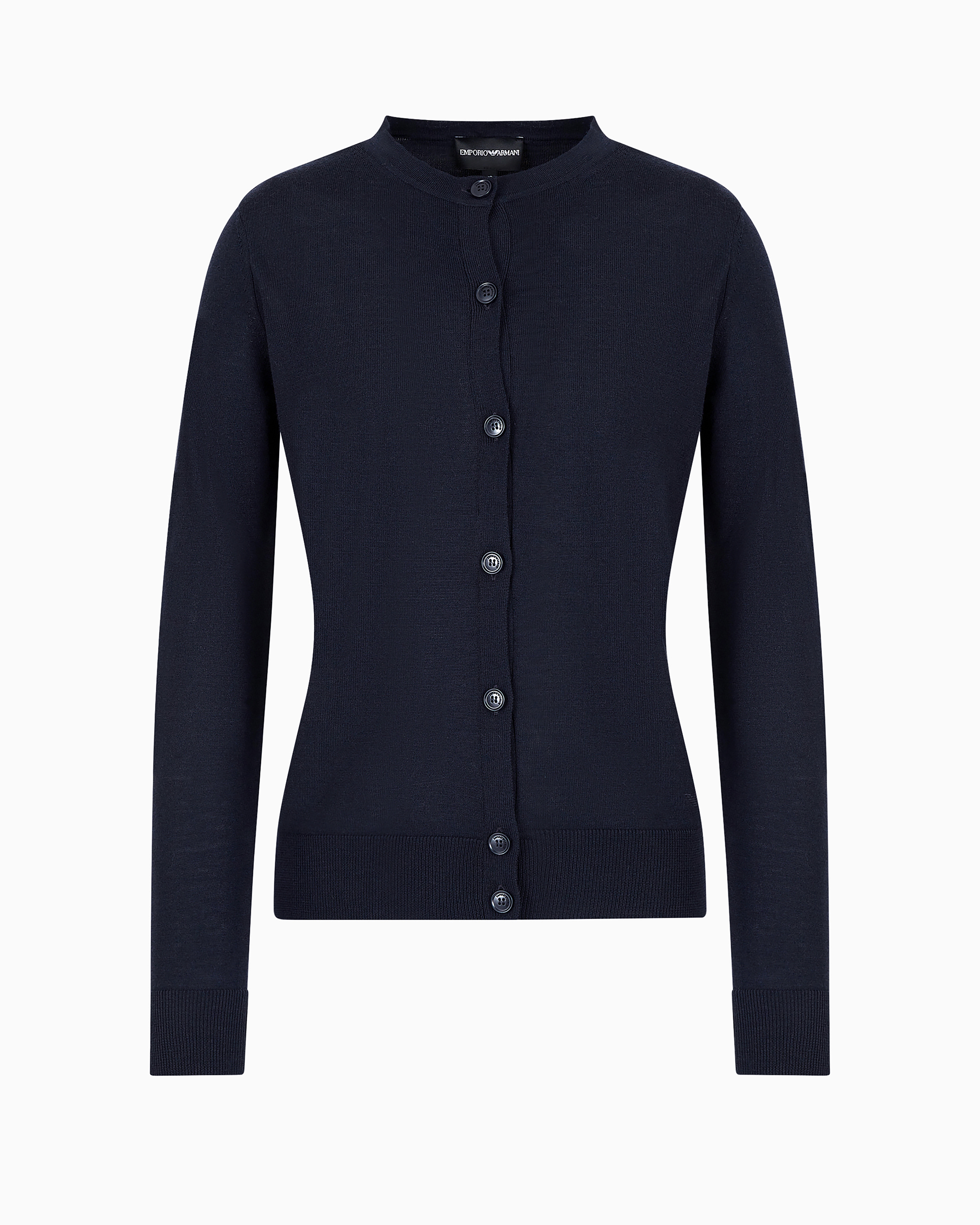 EMPORIO ARMANI CARDIGAN IN PLAIN-KNIT, PURE VIRGIN WOOL 