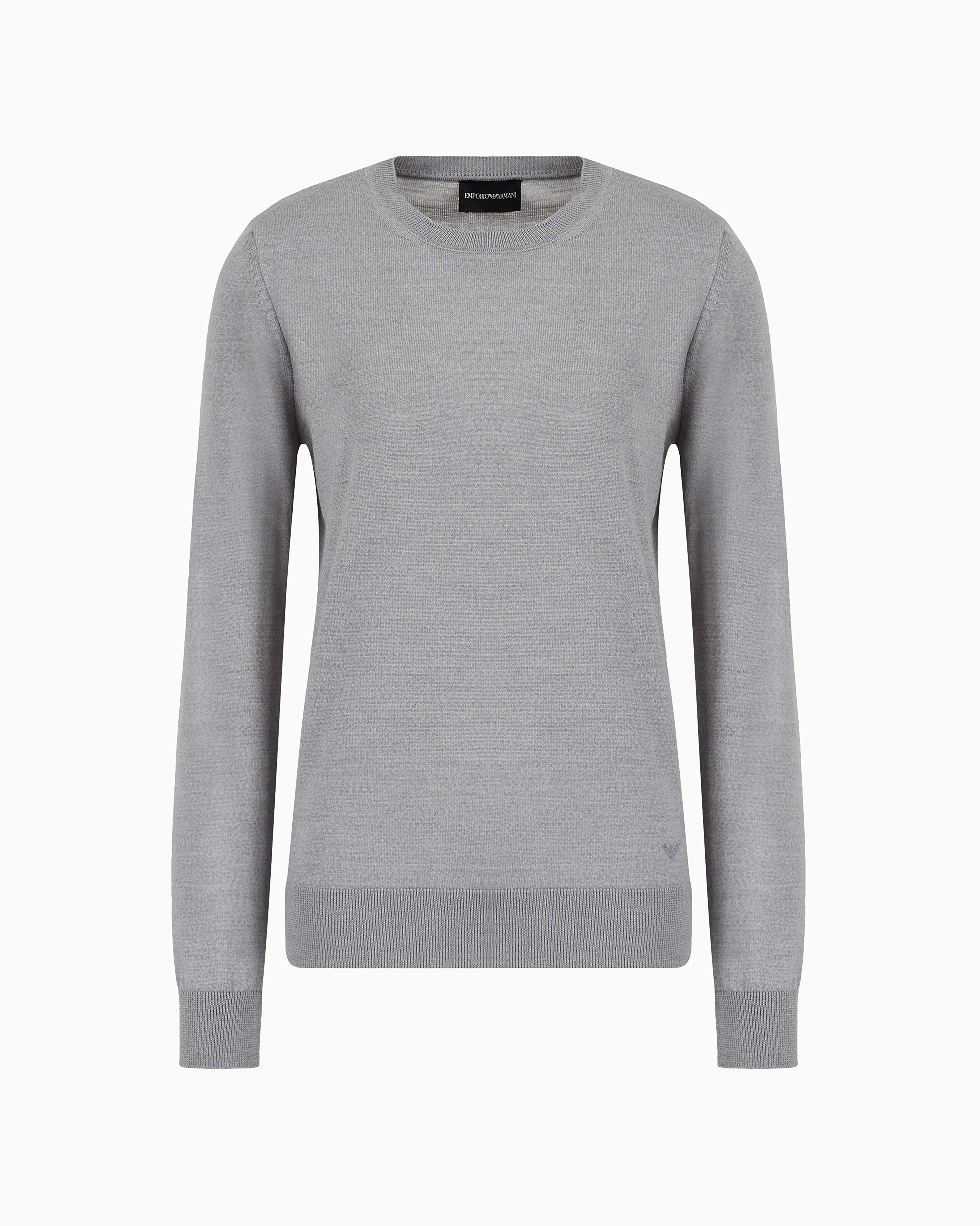 Emporio Armani Crew-neck Jumper In Pure Virgin Wool In Mélange Gray