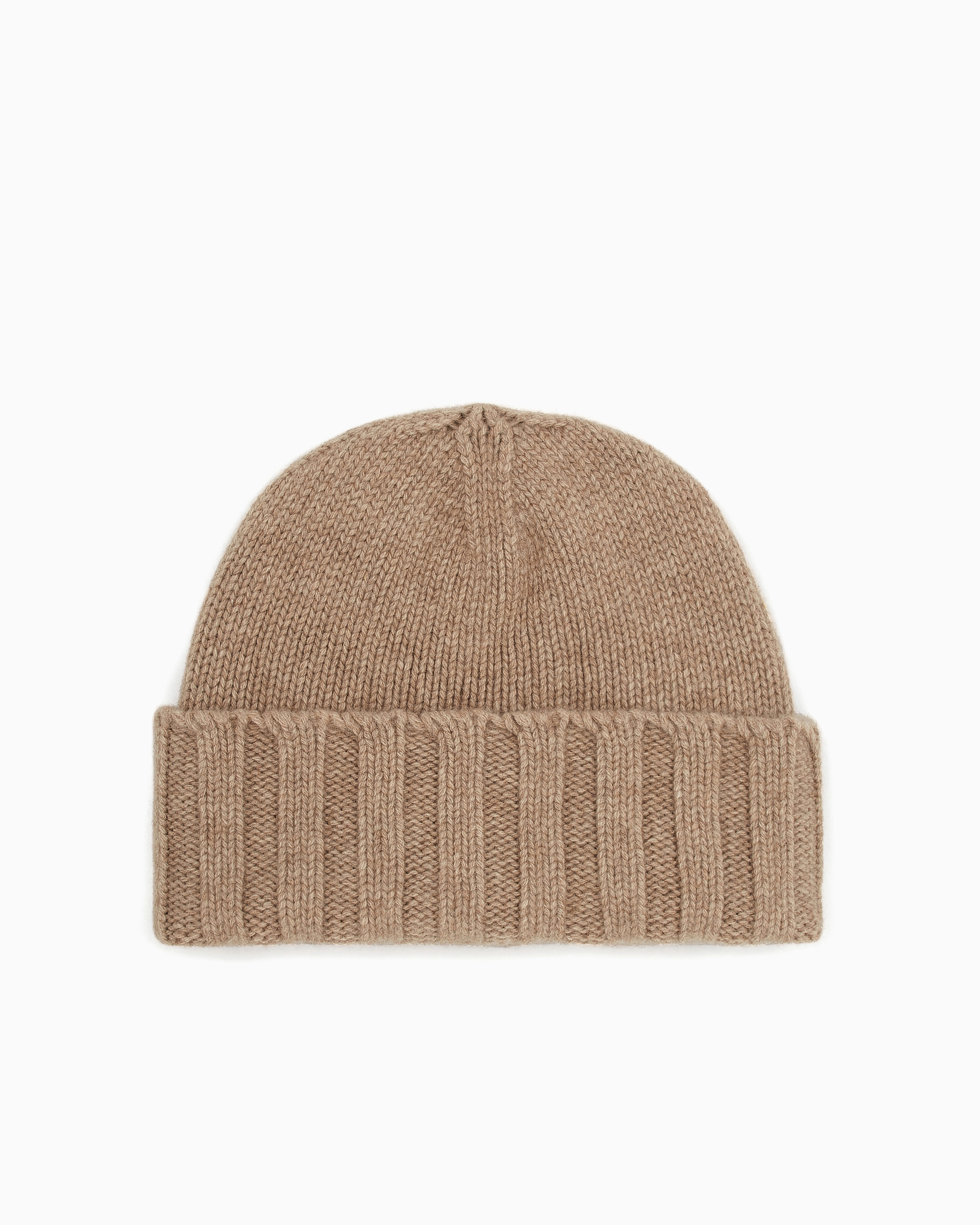 Emporio Armani Ribbed Cashmere Beanie In Beige