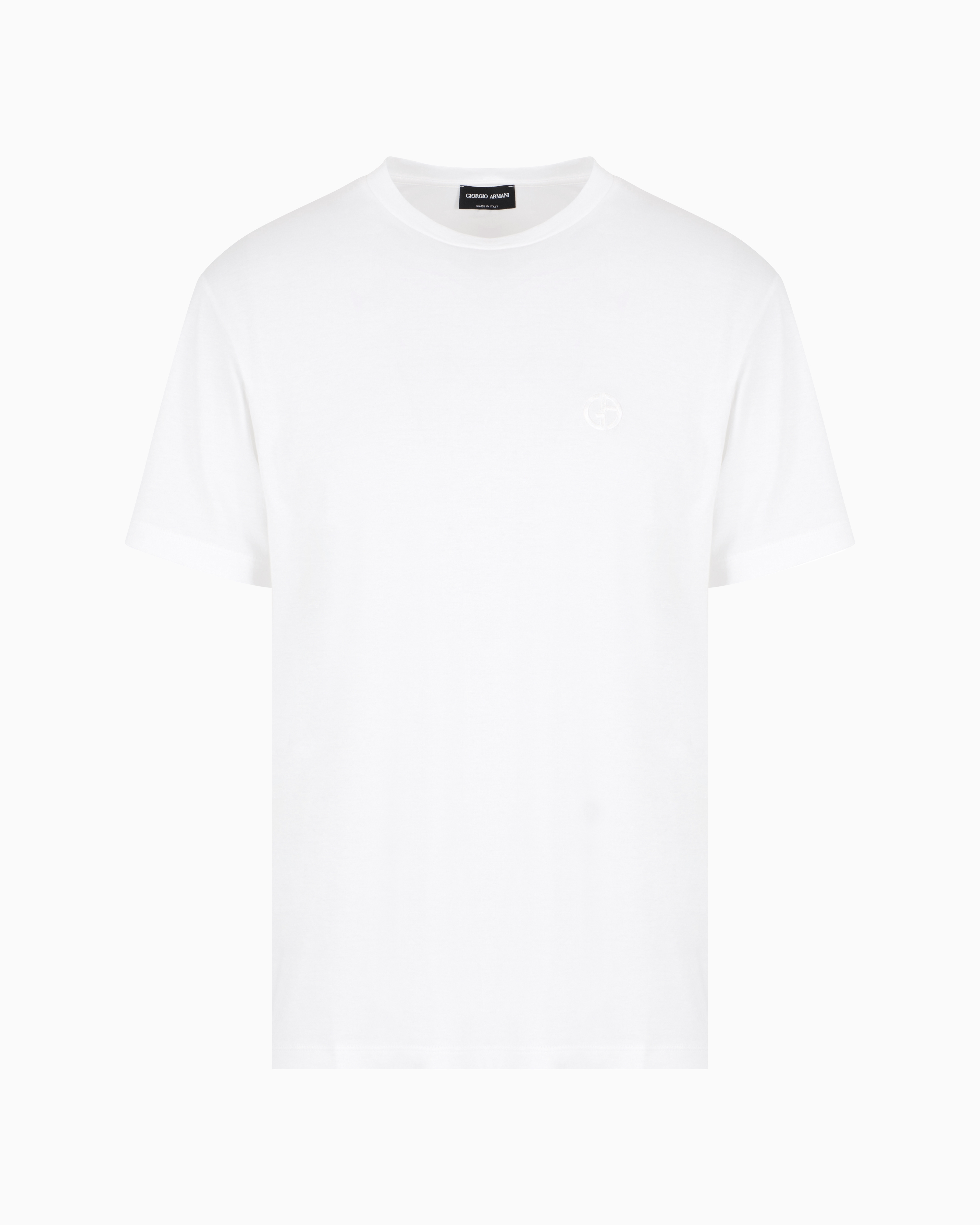 Giorgio Armani Official Store Cotton-interlock T-shirt With Embroidered Logo In White