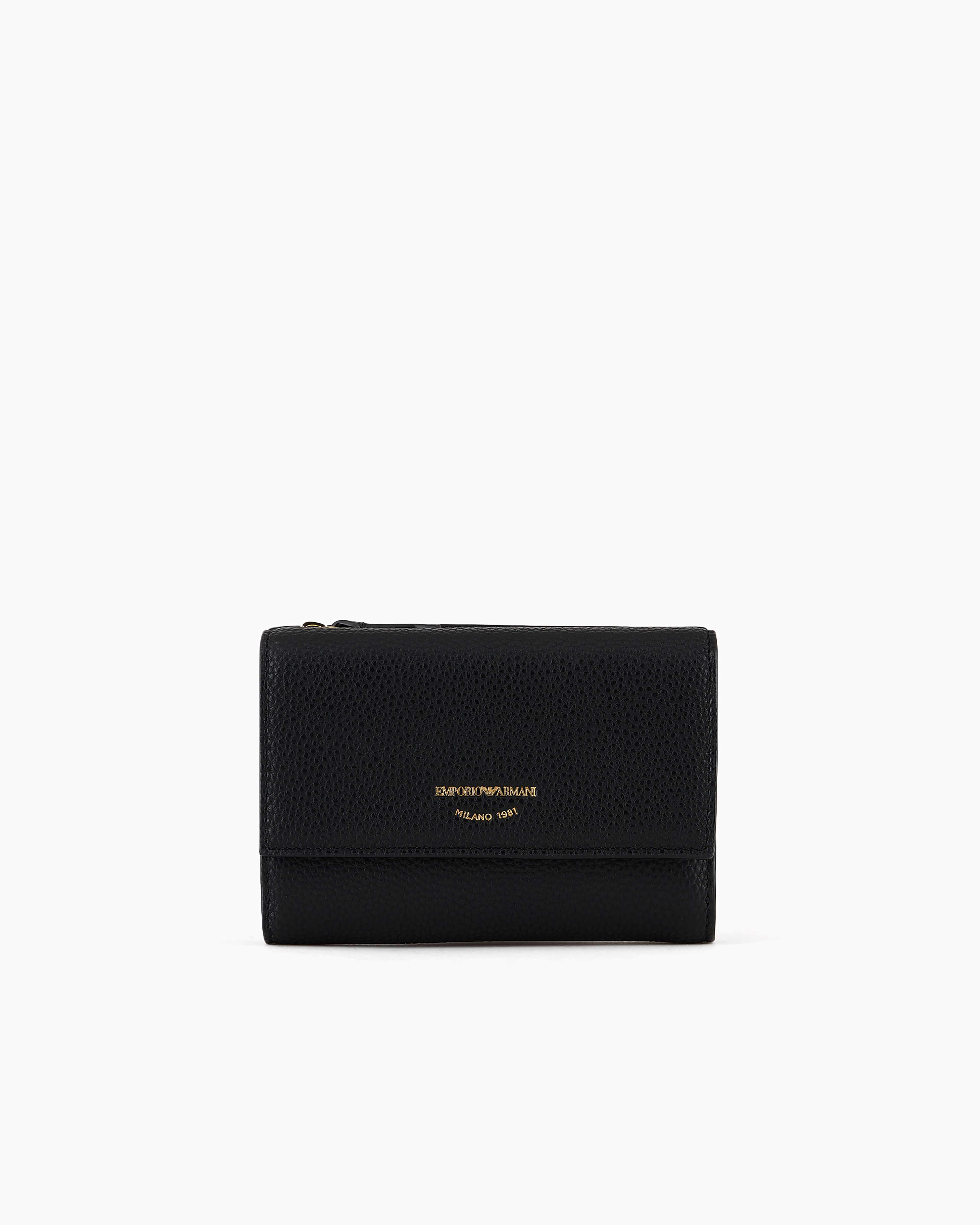 Emporio Armani Official Store Myea Bifold Wallet With Deer Print In Black