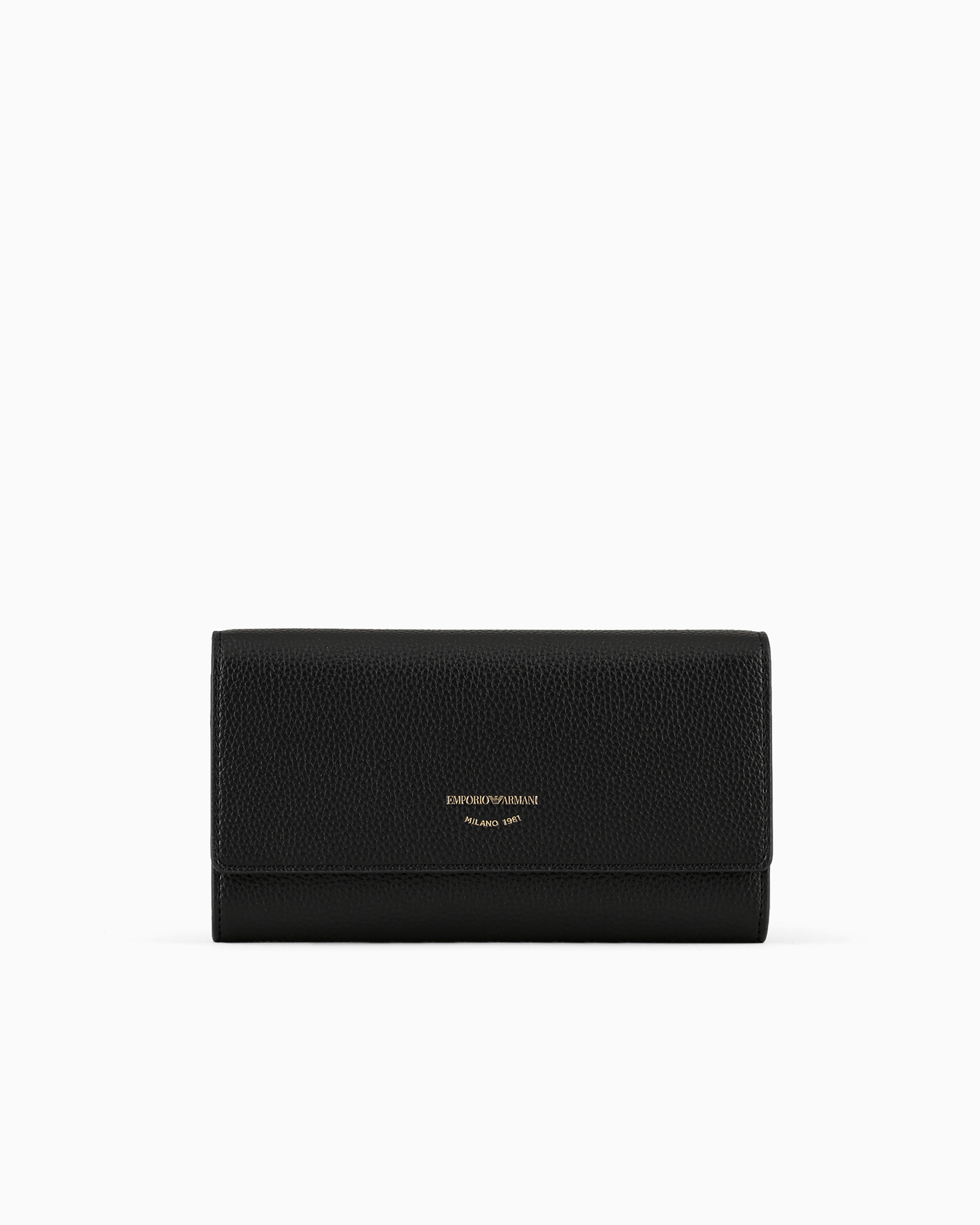 Emporio Armani Official Store Deer-print Myea Wallet With Flap In Black