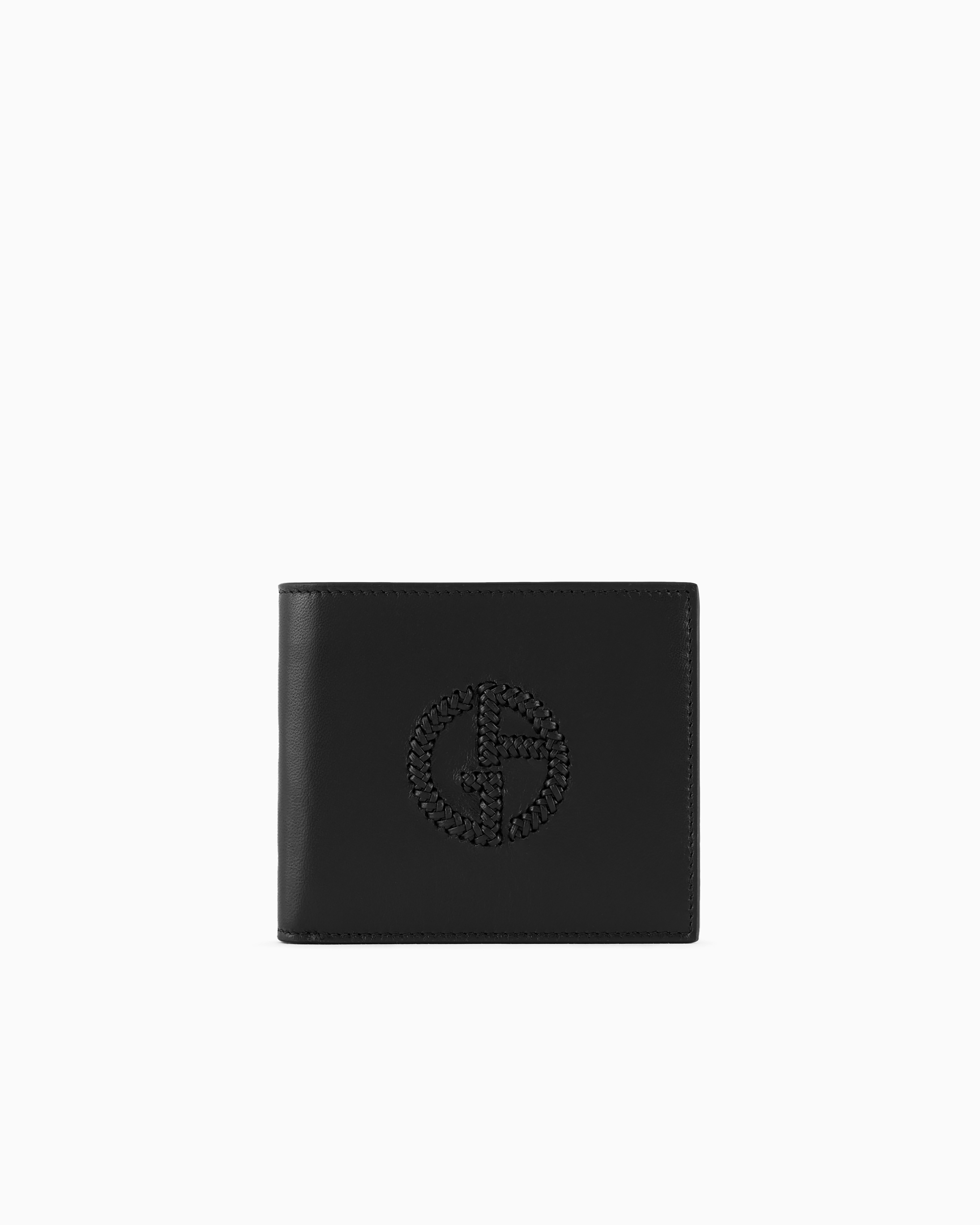 GIORGIO ARMANI NAPPA-LEATHER BIFOLD WALLET WITH EMBROIDERED LOGO 