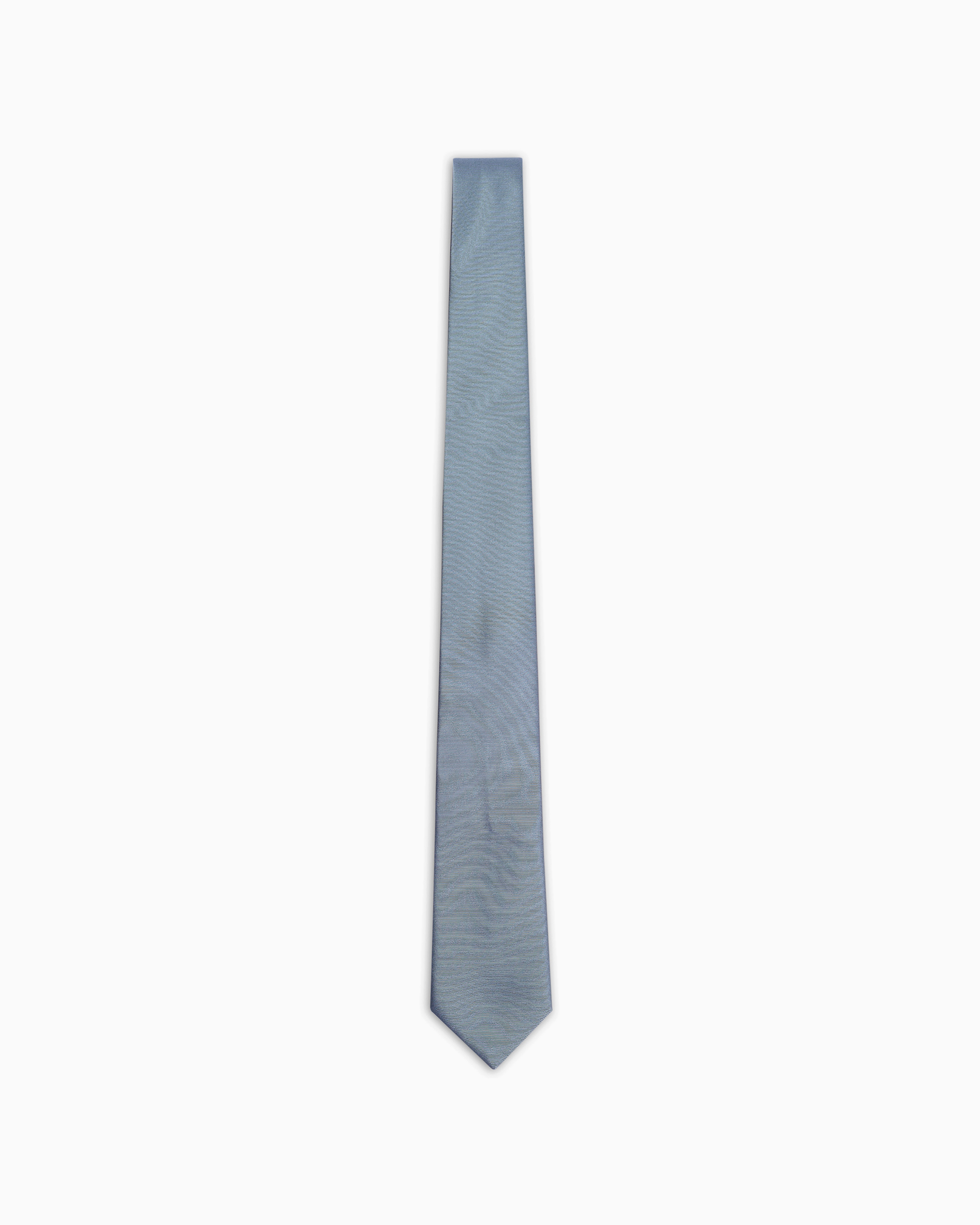 Emporio Armani Official Store Ottoman-style Pure Silk Tie In Light Blue