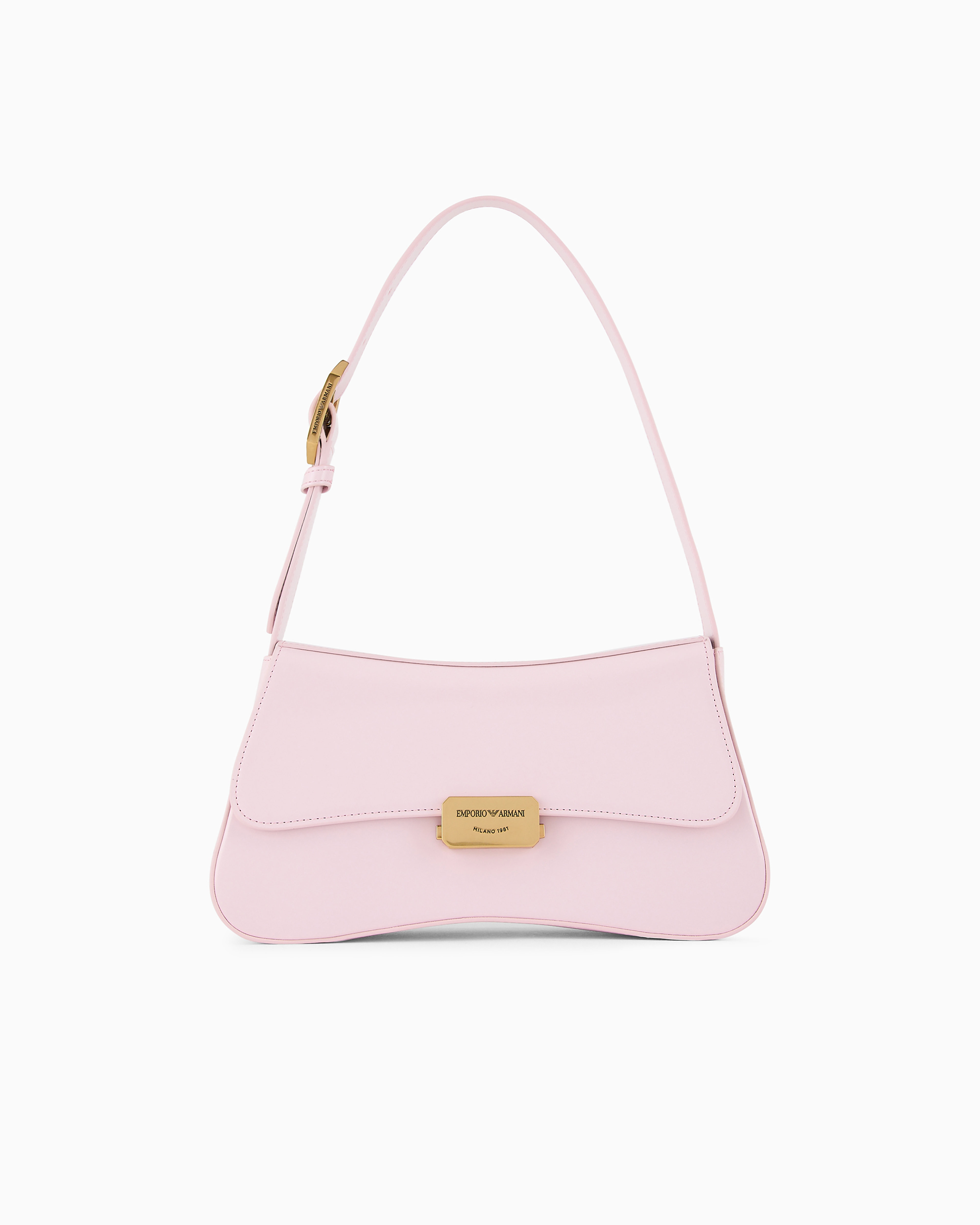 Emporio Armani Official Store Brushed-finish Baguette Shoulder Bag In Pink