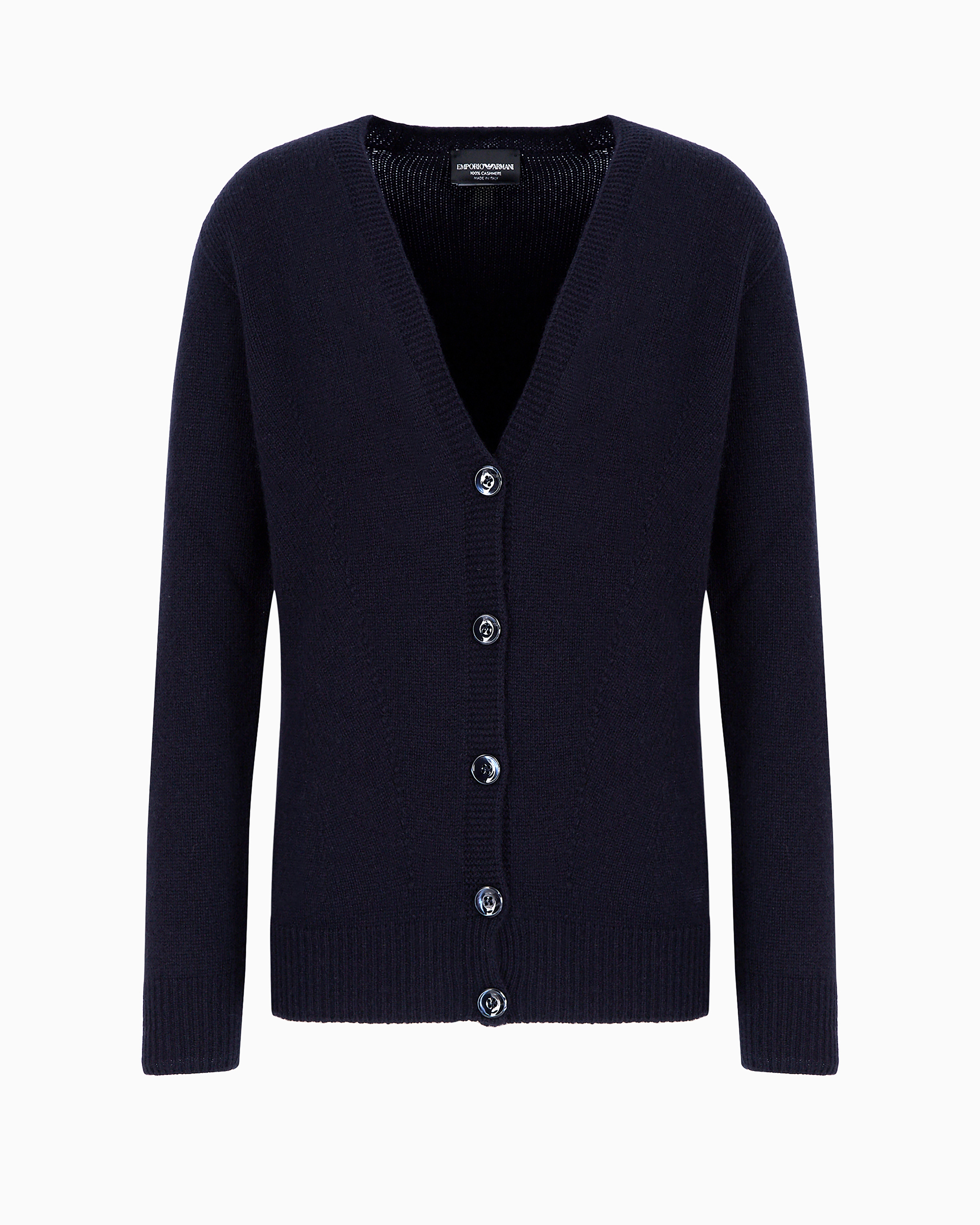 EMPORIO ARMANI PURE CASHMERE CARDIGAN WITH PLUNGING V-NECK 