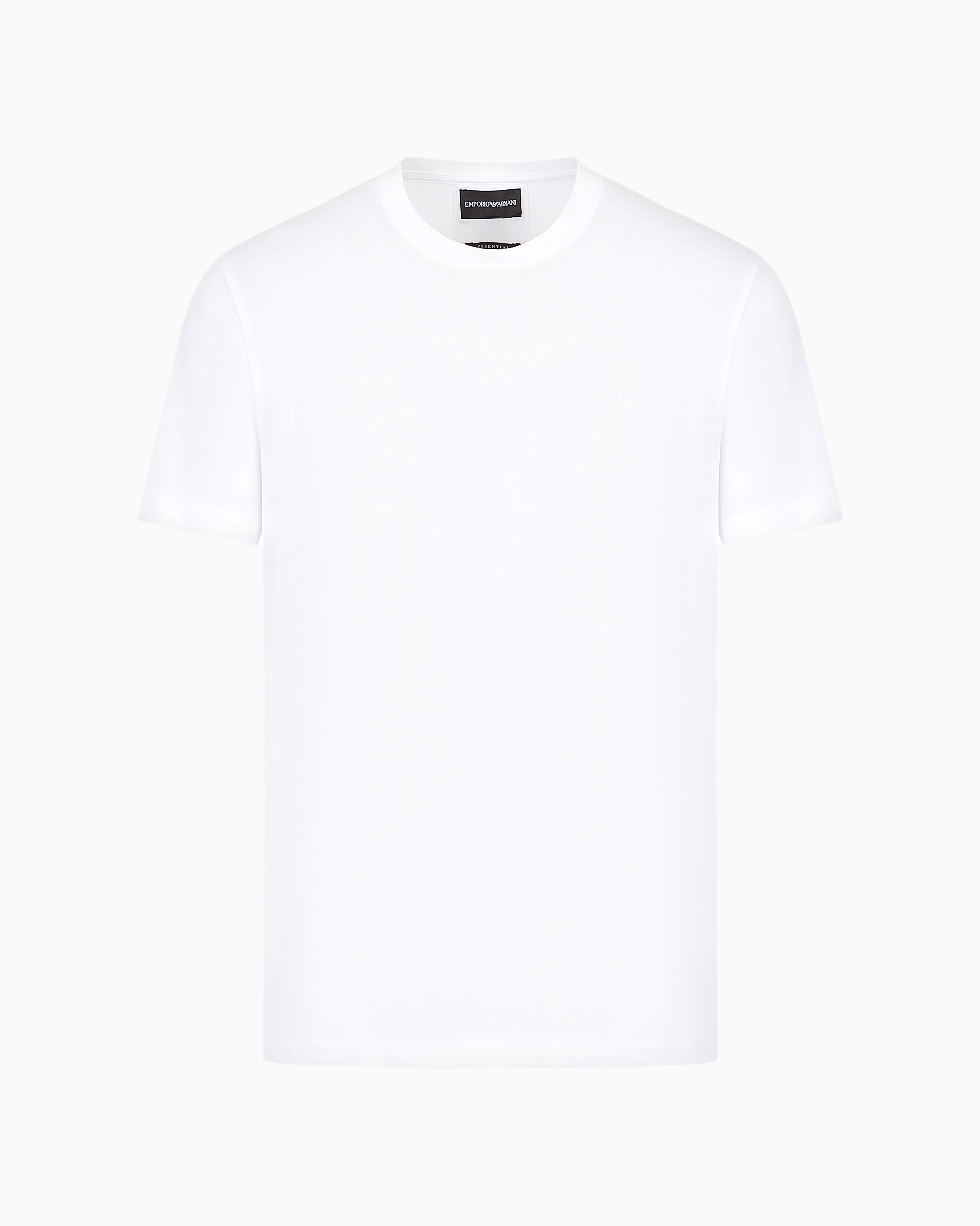 Emporio Armani White Logo Embroidery T-shirt In White