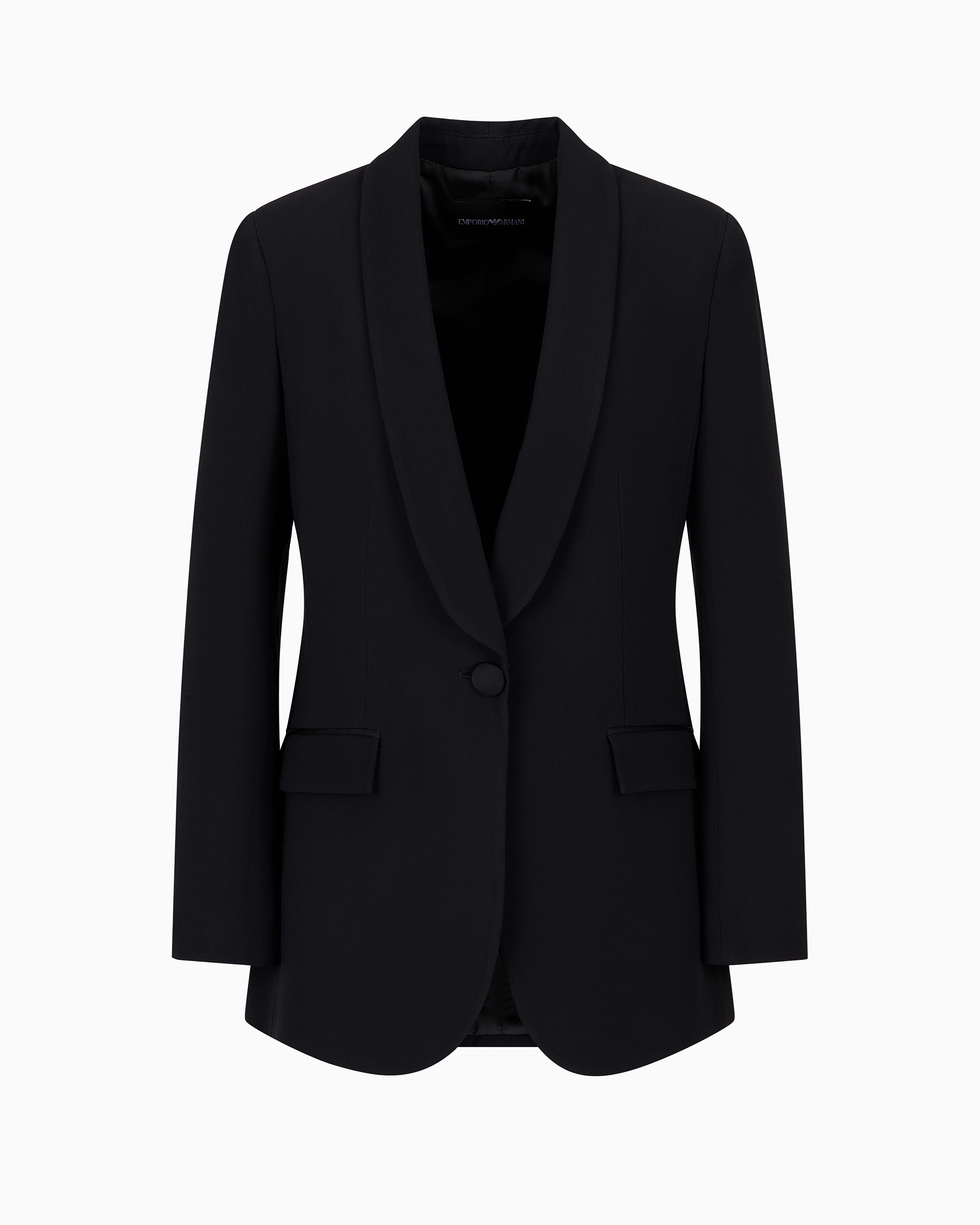 Shop Emporio Armani Envers-satin, Shawl-collar Jacket In Black