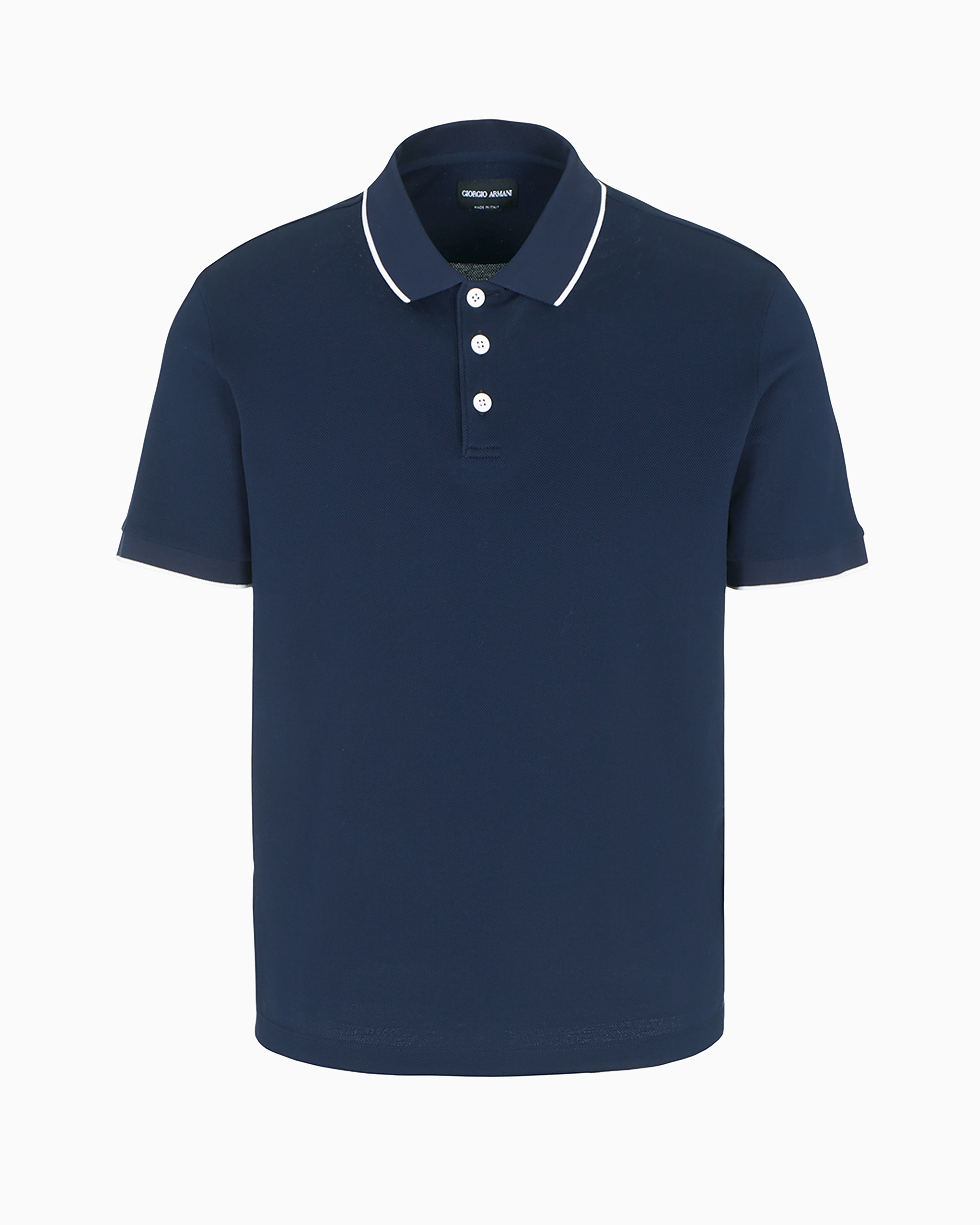 Giorgio Armani Piqué Polo Shirt In Lisle Cotton Yarn In Midnight Blue