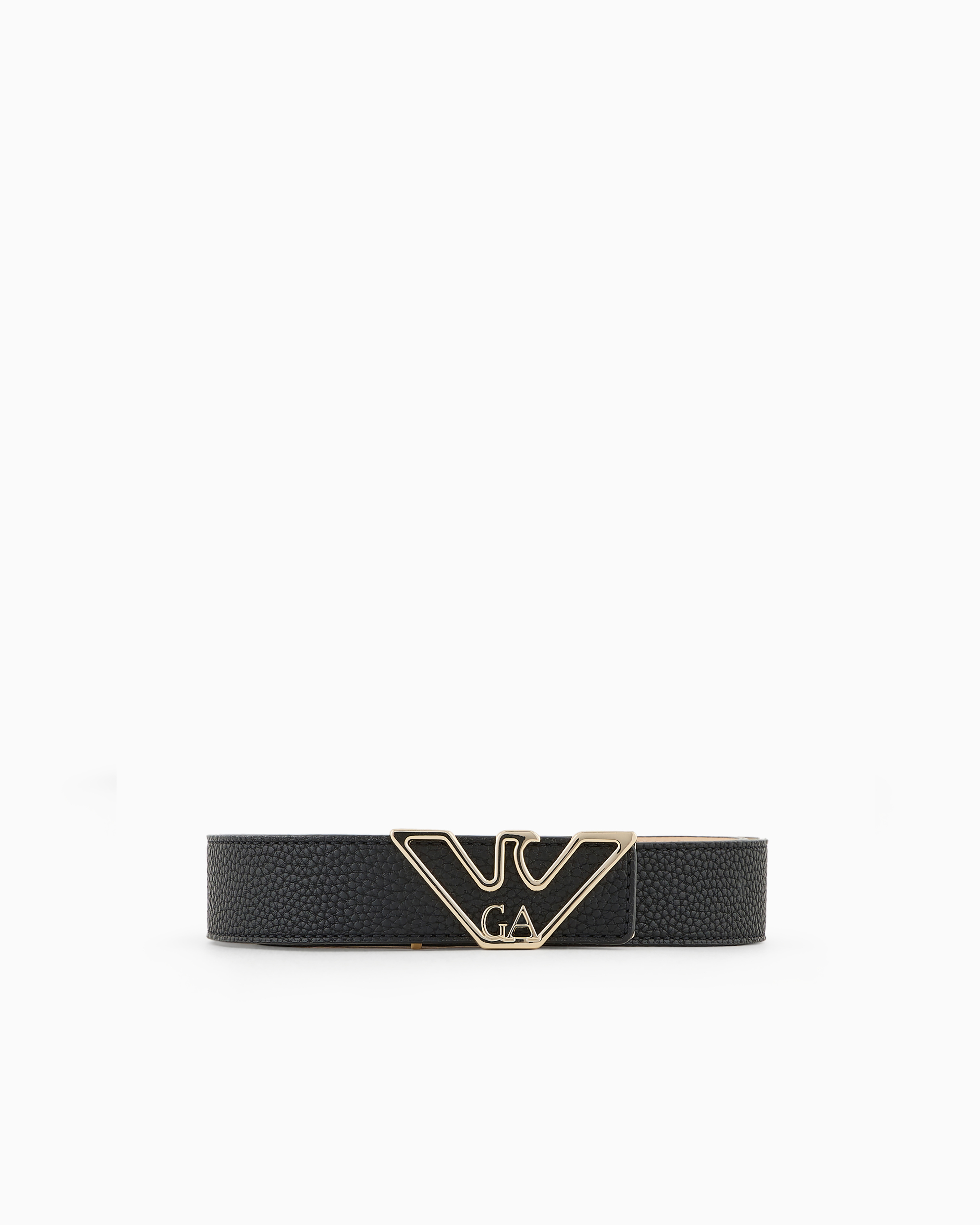 Emporio Armani Belt With Deer-print Eagle Plate In Black