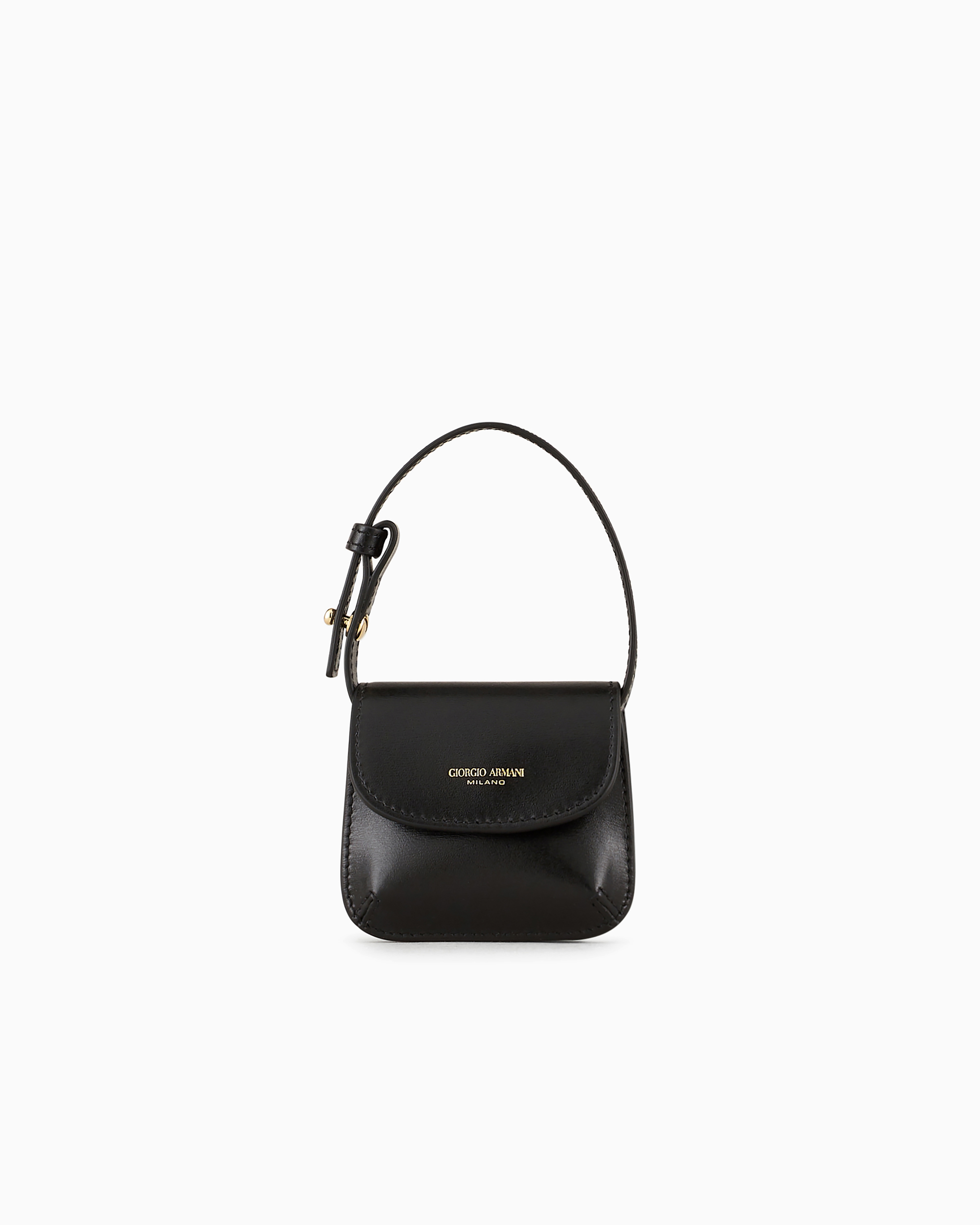 Giorgio Armani Official Store La Prima Palmellato Leather Mini-charm In Black