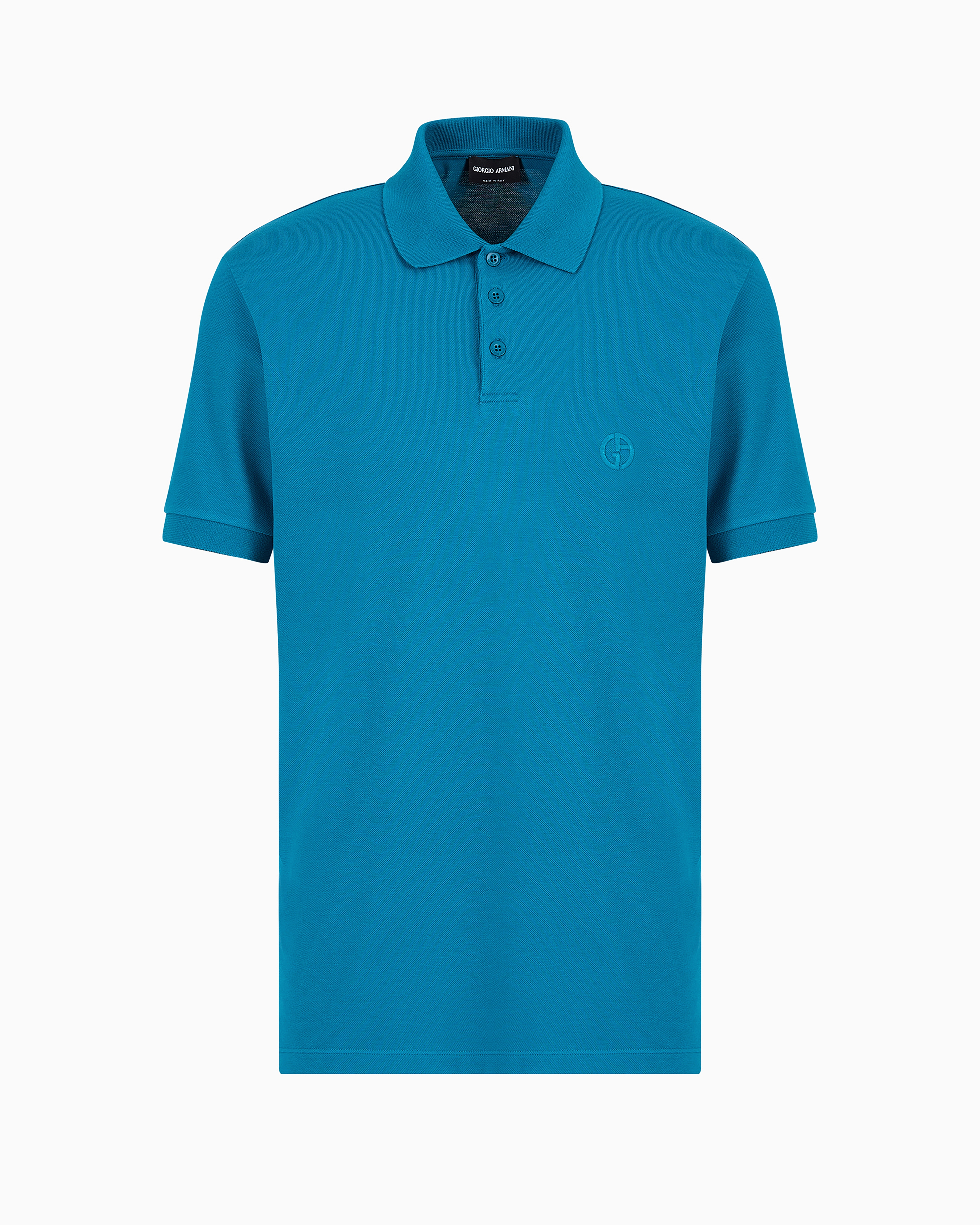 Giorgio Armani Stretch Cotton Piqué Polo Shirt In Petroleum