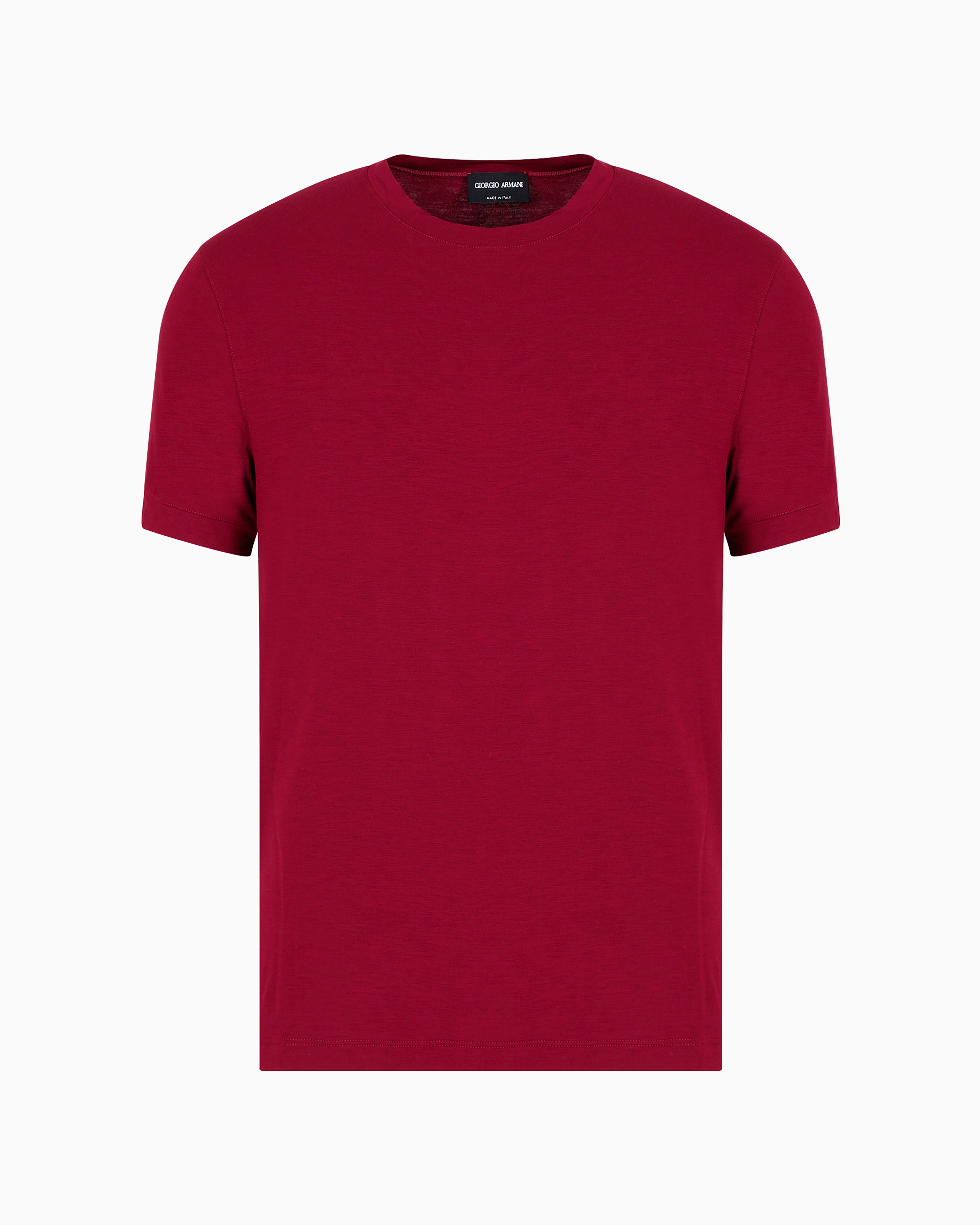 Giorgio Armani Crew-neck Long-sleeved T-shirt In Stretch Viscose Jersey In Burgundy