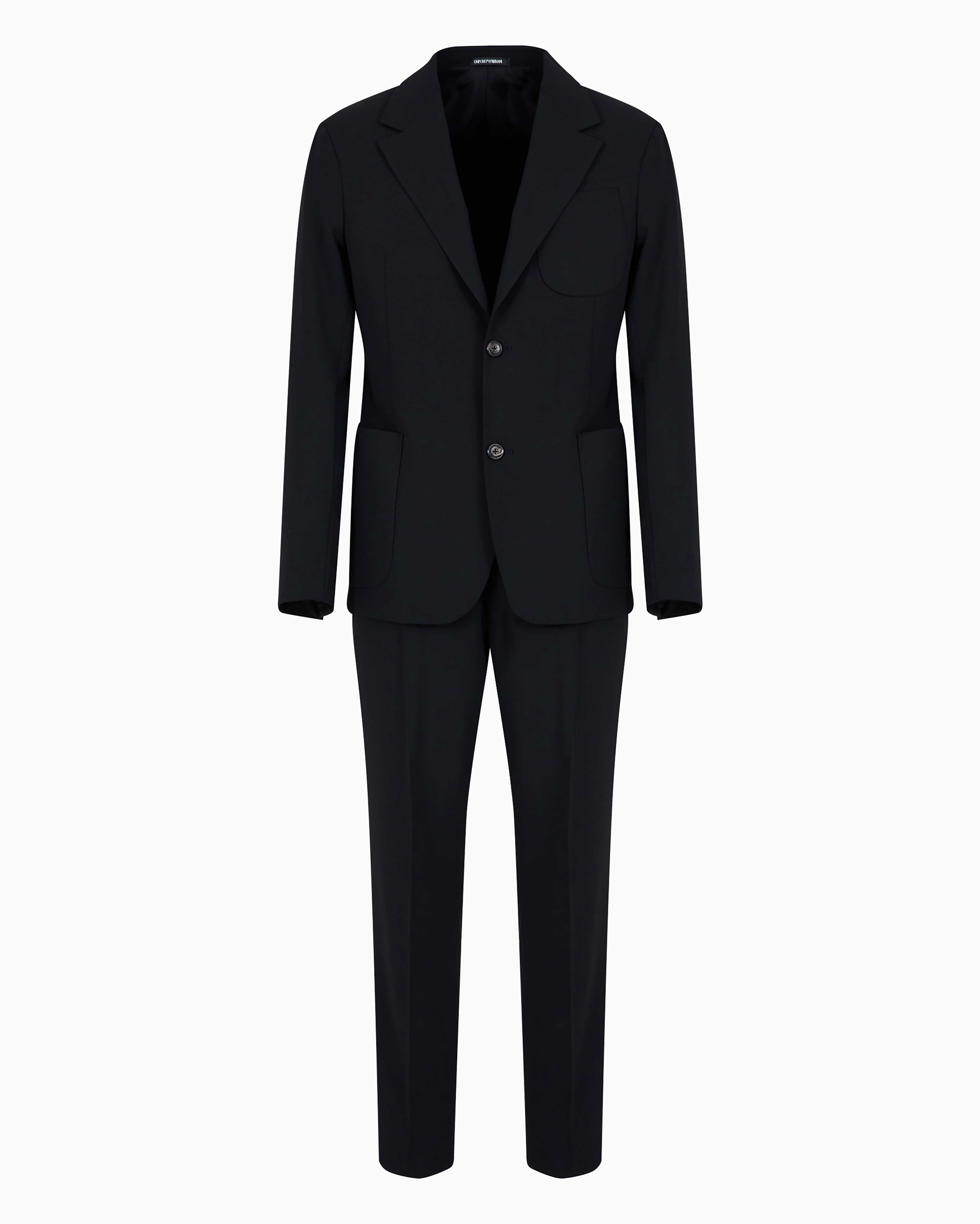 Emporio Armani Official Store Single-breasted Suit In Virgin-wool Two-way Stretch Canvas In Black