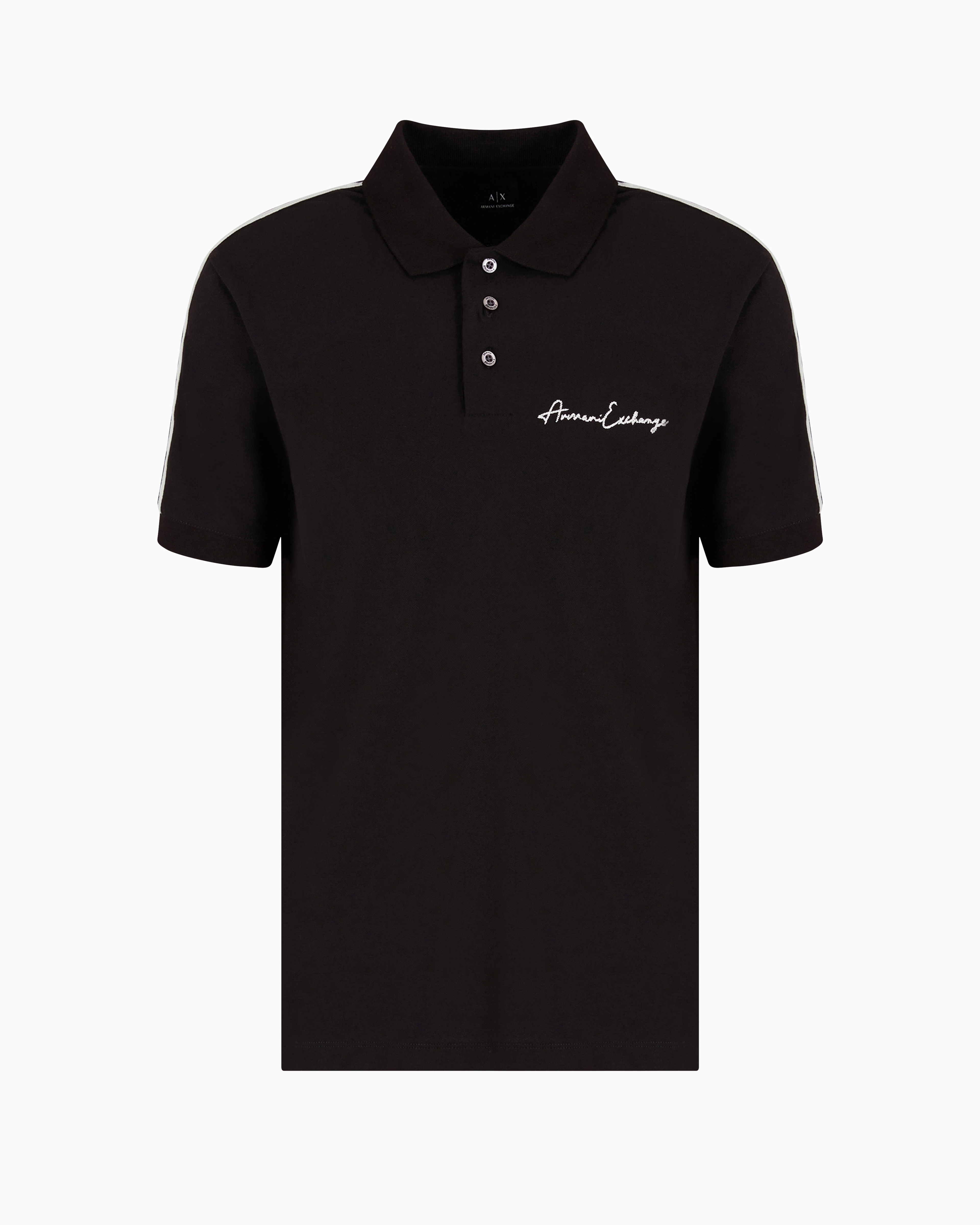 Armani Exchange Official Store Regular Fit Polo Shirt With Signature Logo In Black