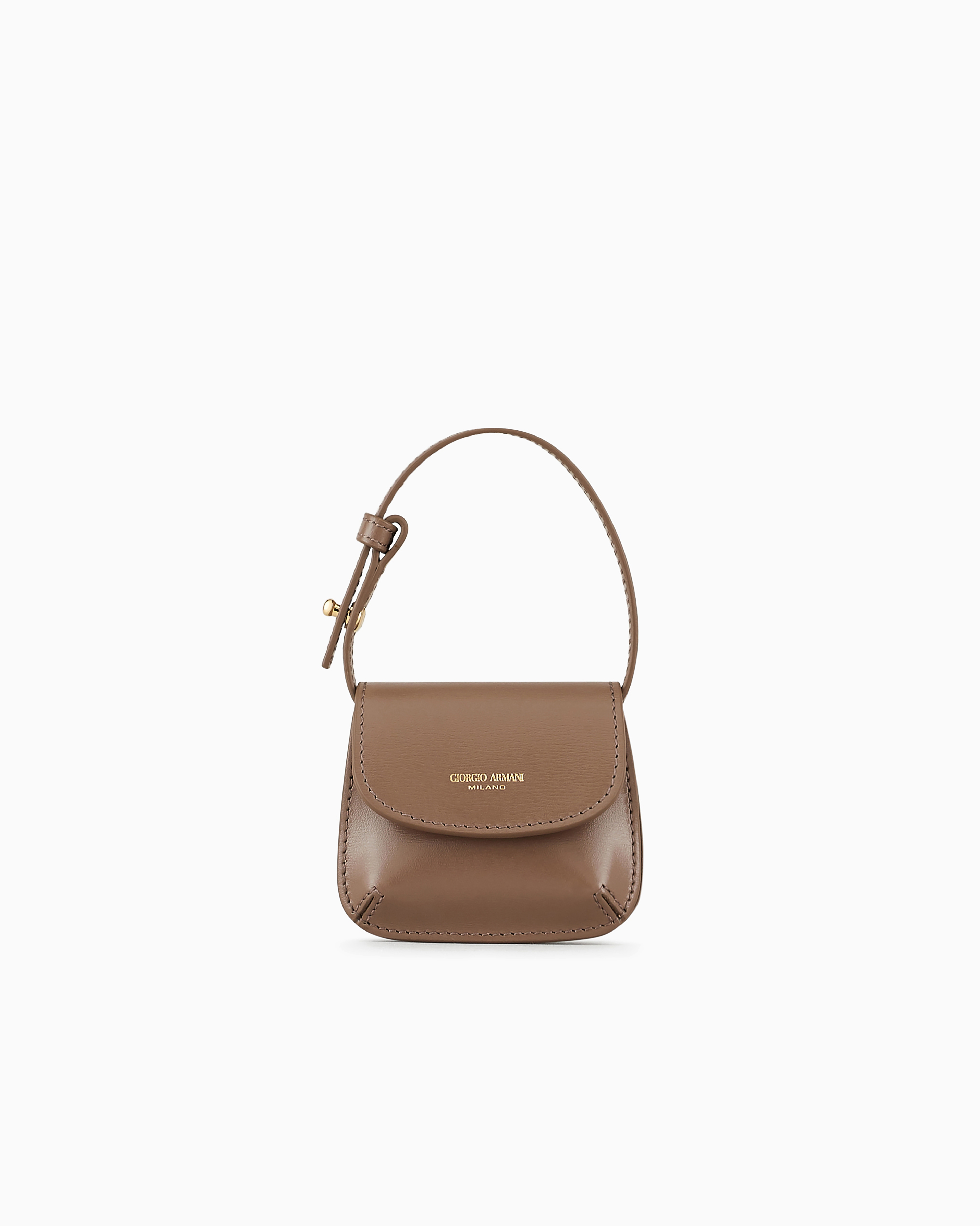 Giorgio Armani Official Store La Prima Palmellato Leather Mini-charm In Mud