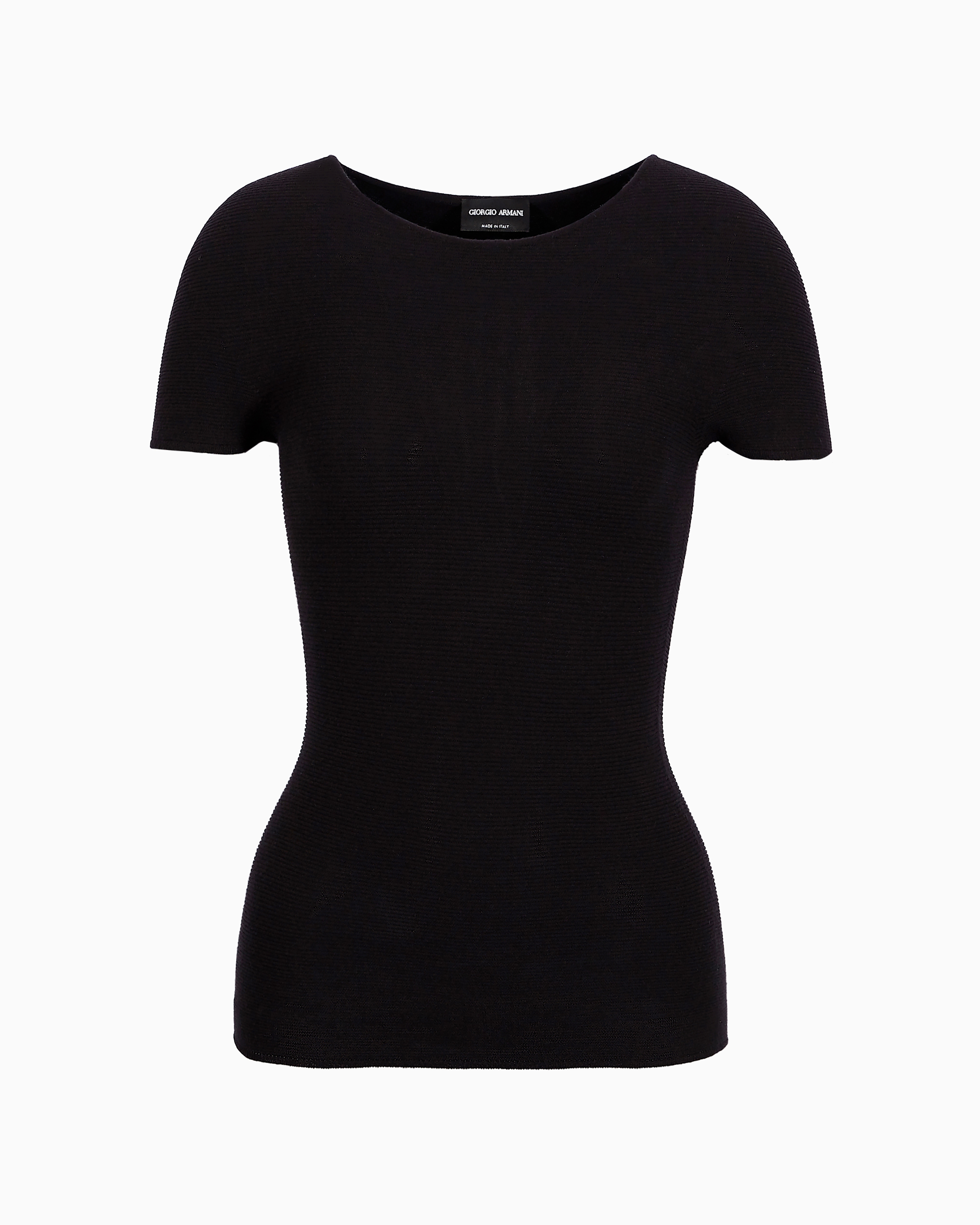 Giorgio Armani Short-sleeve Seamless Sweater In Black