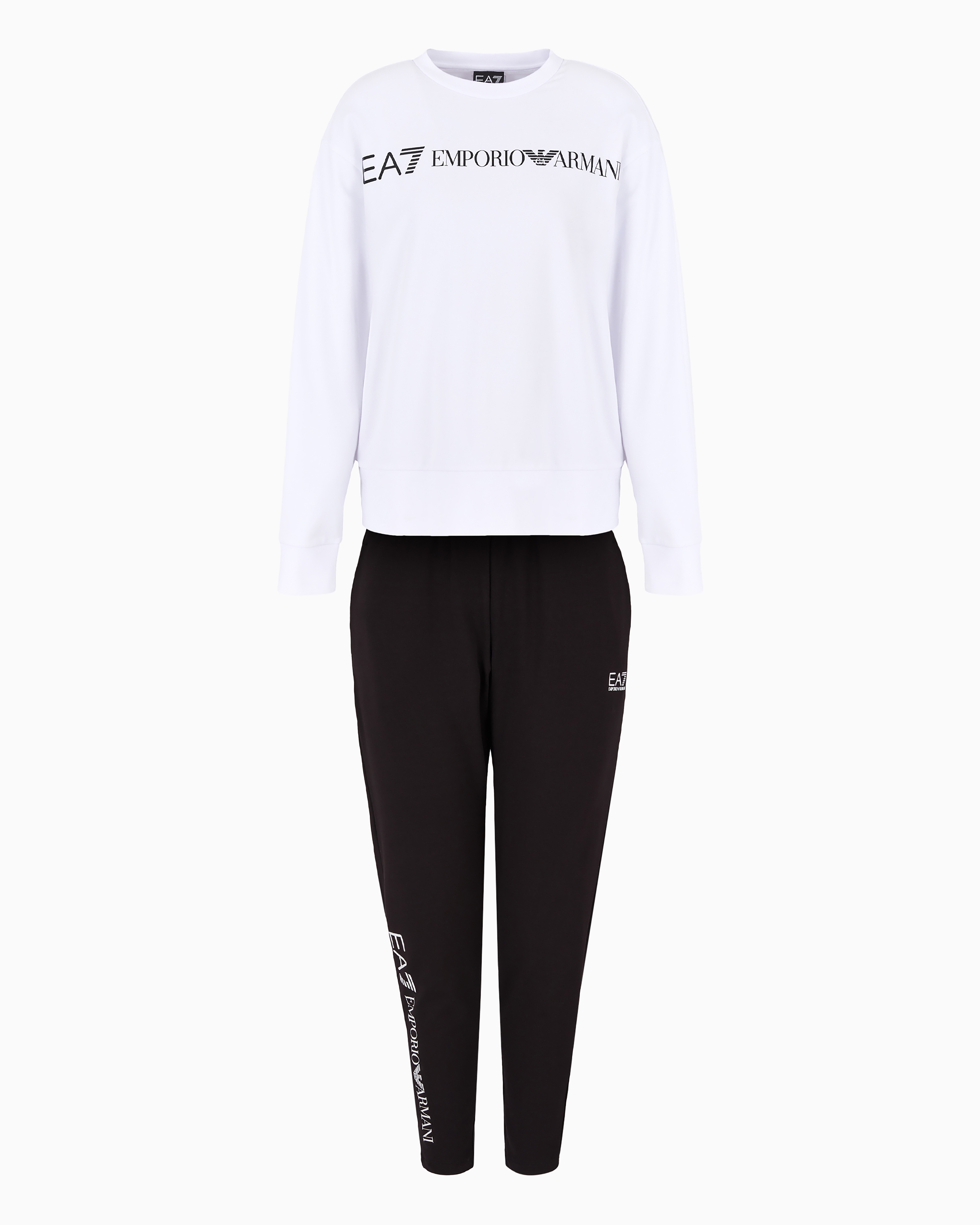 Ea7 Official Store Stretch-cotton Tracksuit With Logo In White