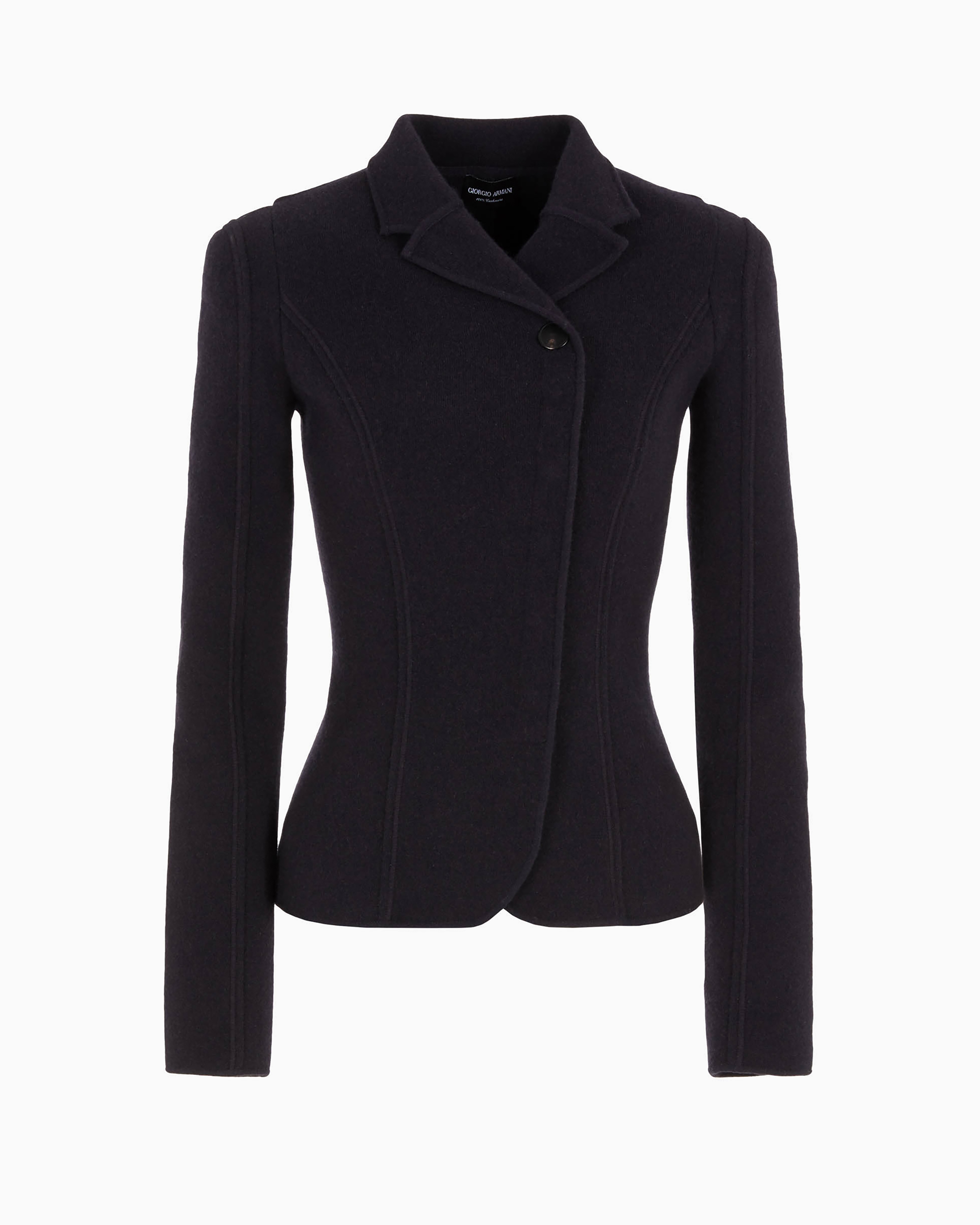 Giorgio Armani Official Store Single-breasted Jacket In Cashmere In Navy Blue