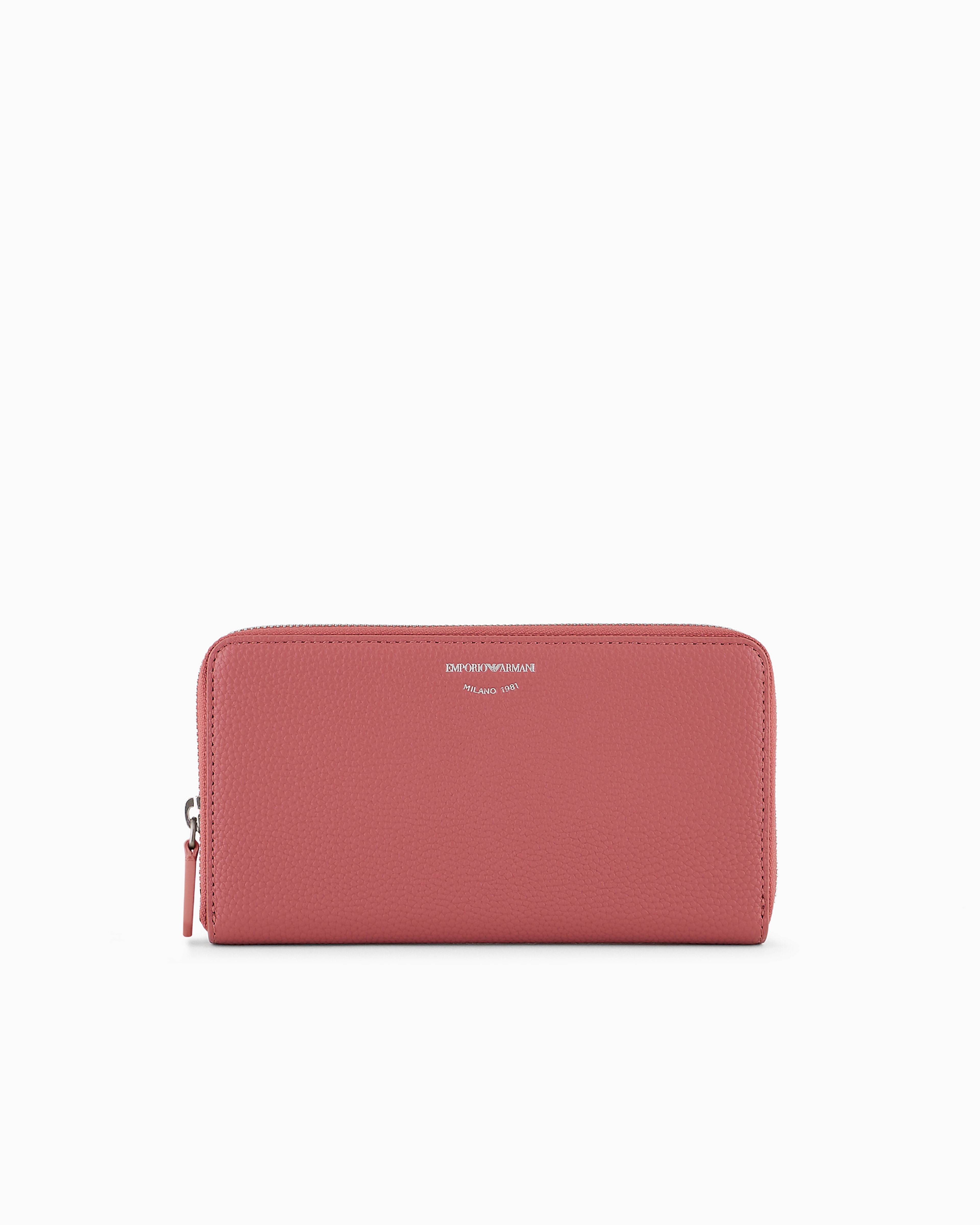 Emporio Armani Official Store Deer-print Myea Wallet With Wraparound Zip In Antique Rose