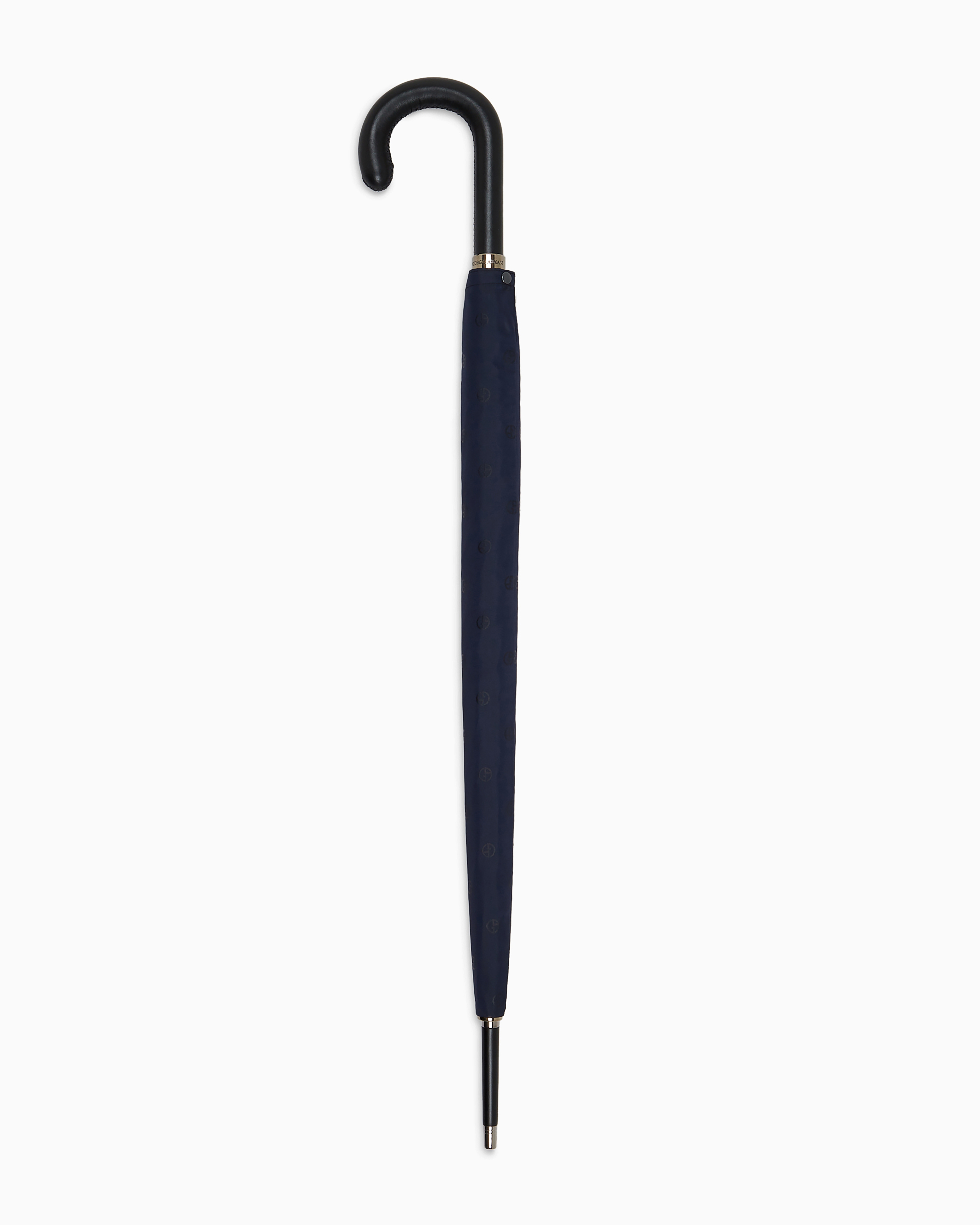 Giorgio Armani Official Store Folding Umbrella With All-over Logo Pattern In Midnight Blue