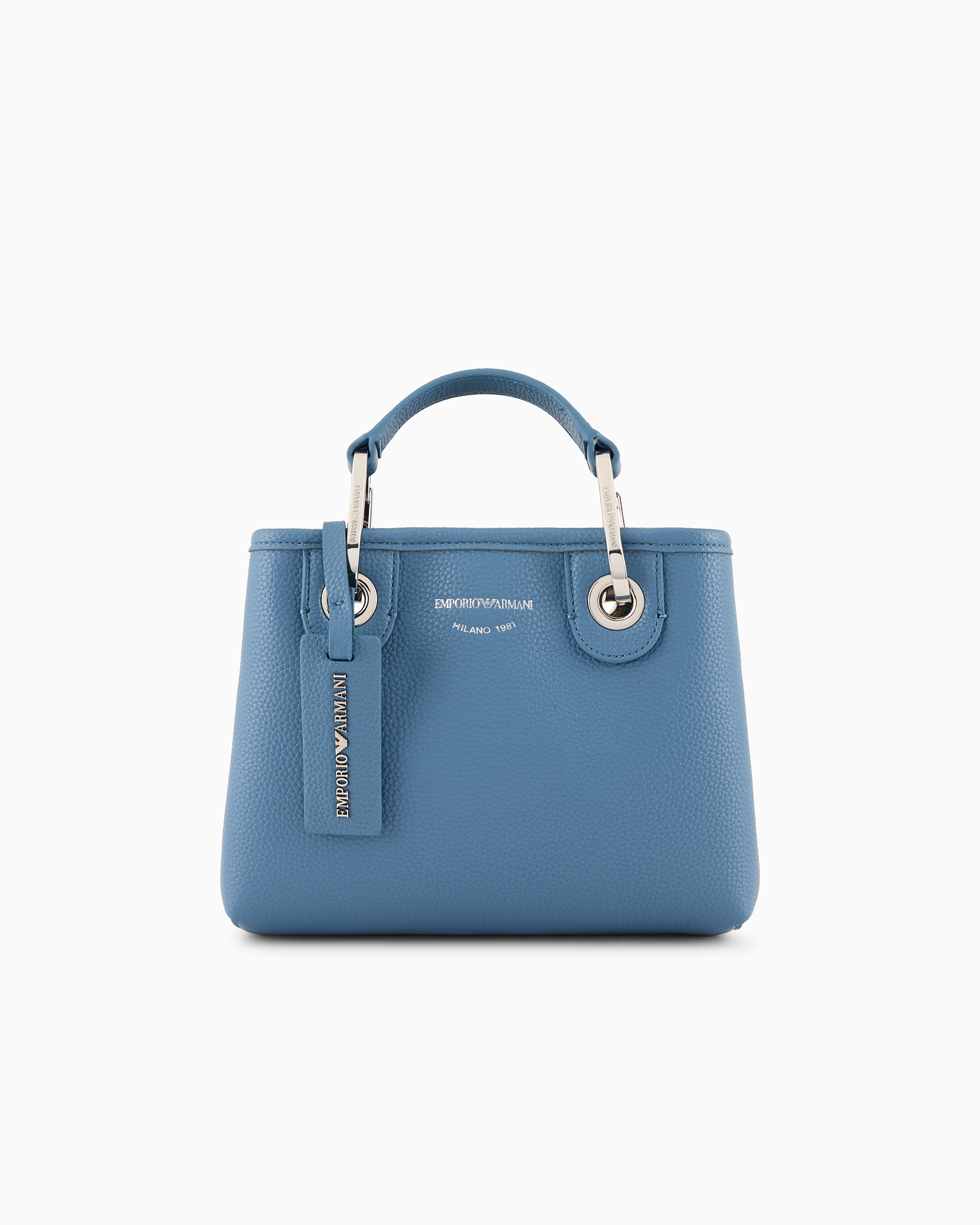 Emporio Armani Official Store Deer-print Myea Mini Bag In Azure