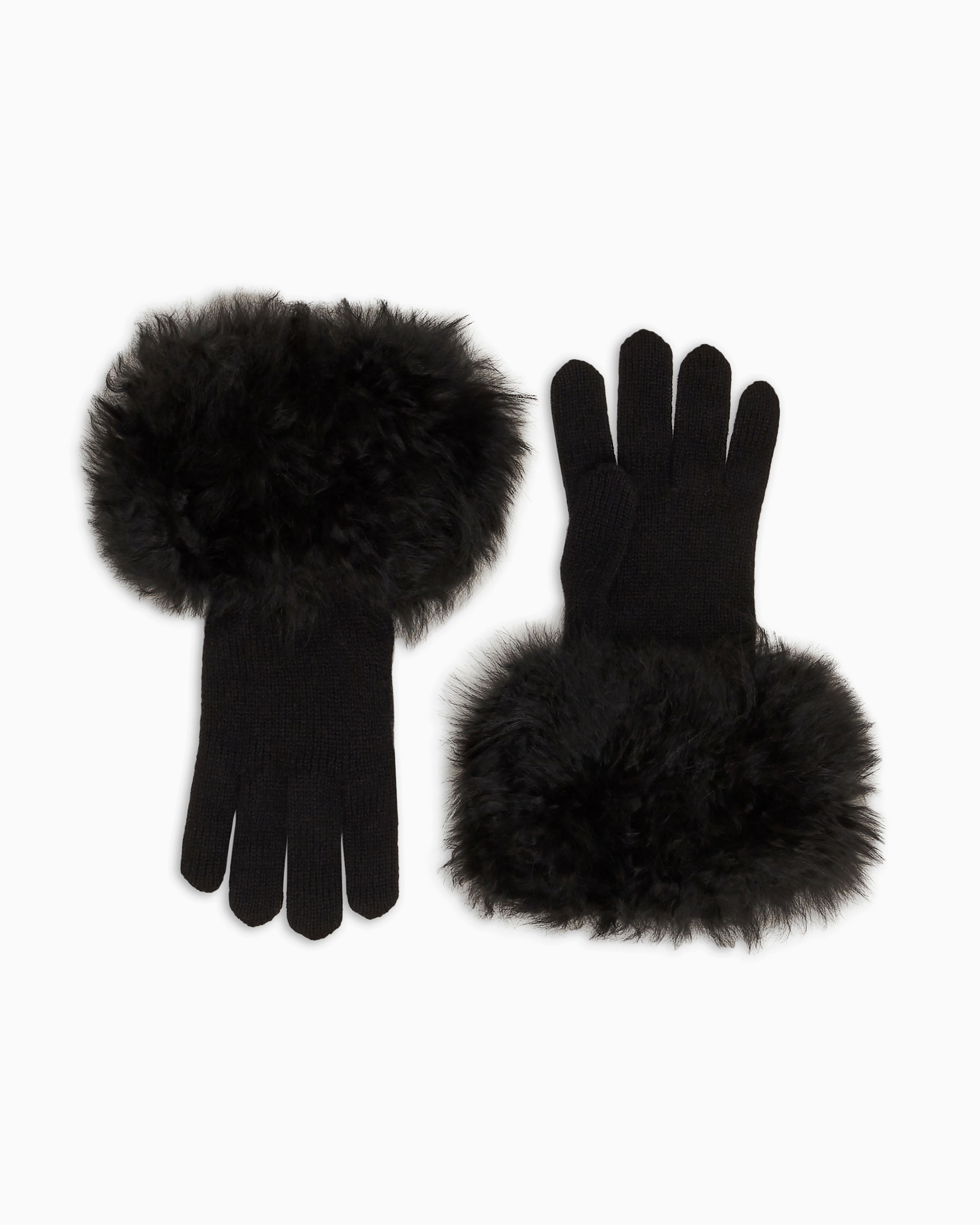 Giorgio Armani Official Store Knit Cashmere Gloves In Black