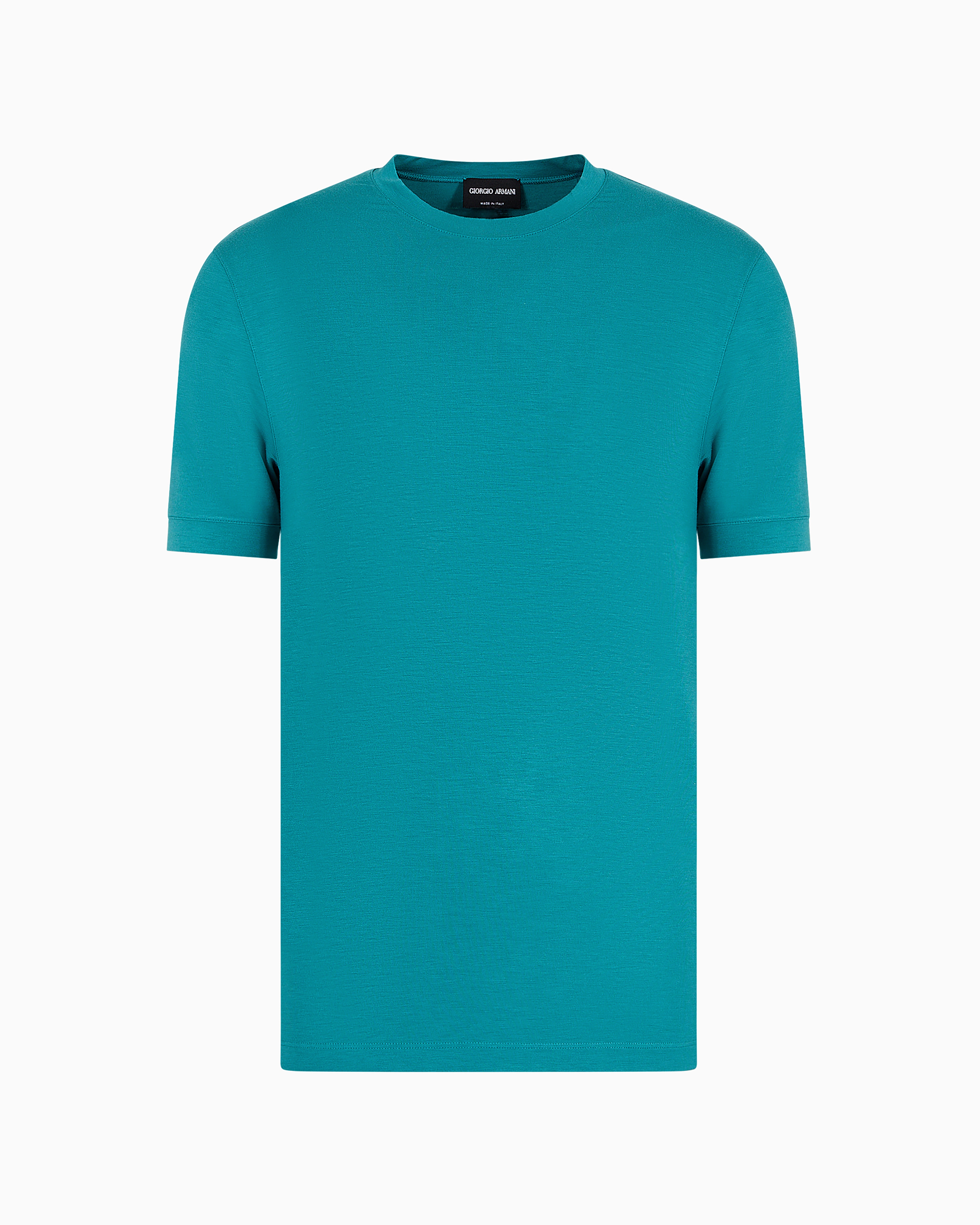 Shop Giorgio Armani Crew-neck Long-sleeved T-shirt In Stretch Viscose Jersey In Green