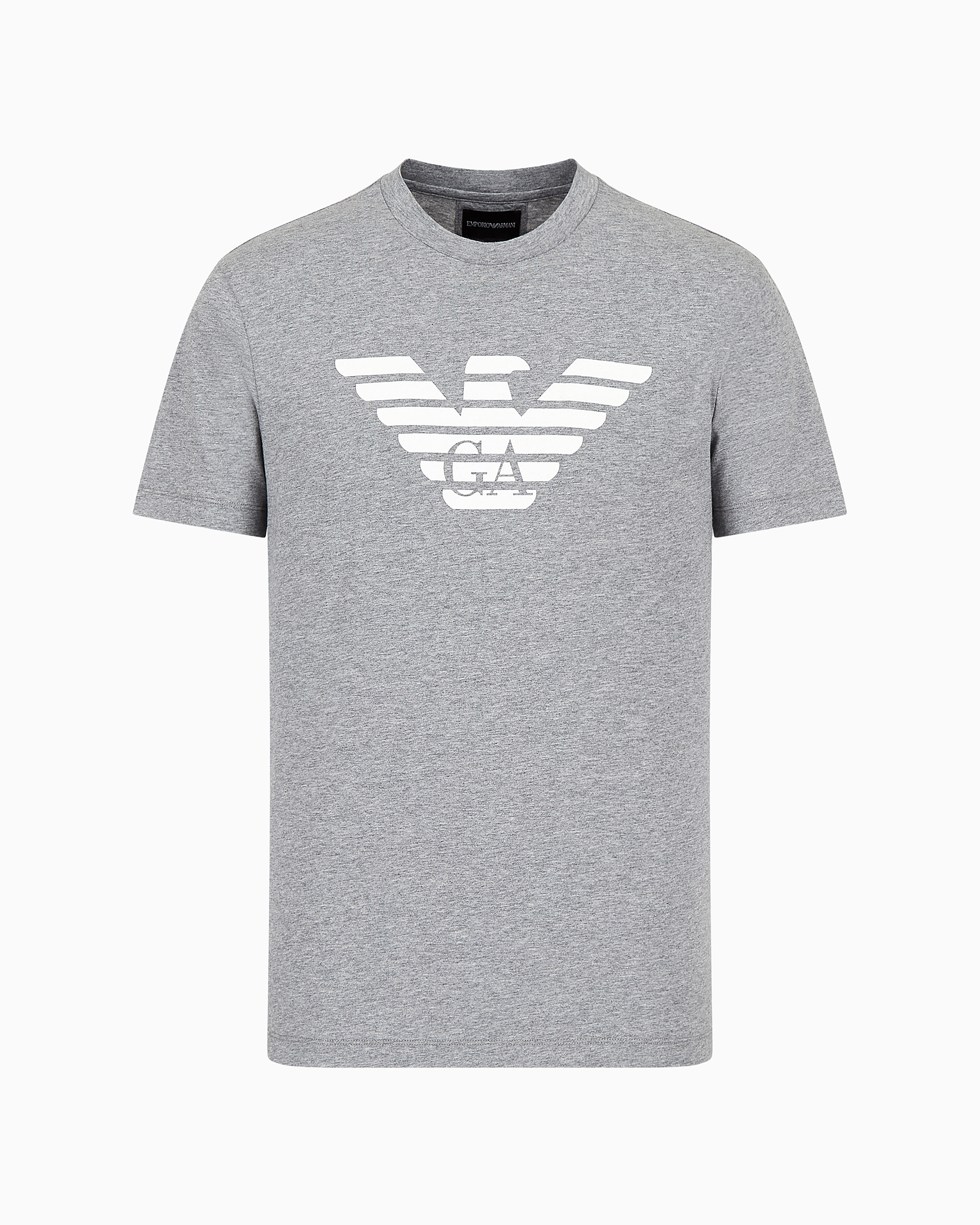 Shop Emporio Armani Pima-jersey T-shirt With Logo Print In Grey