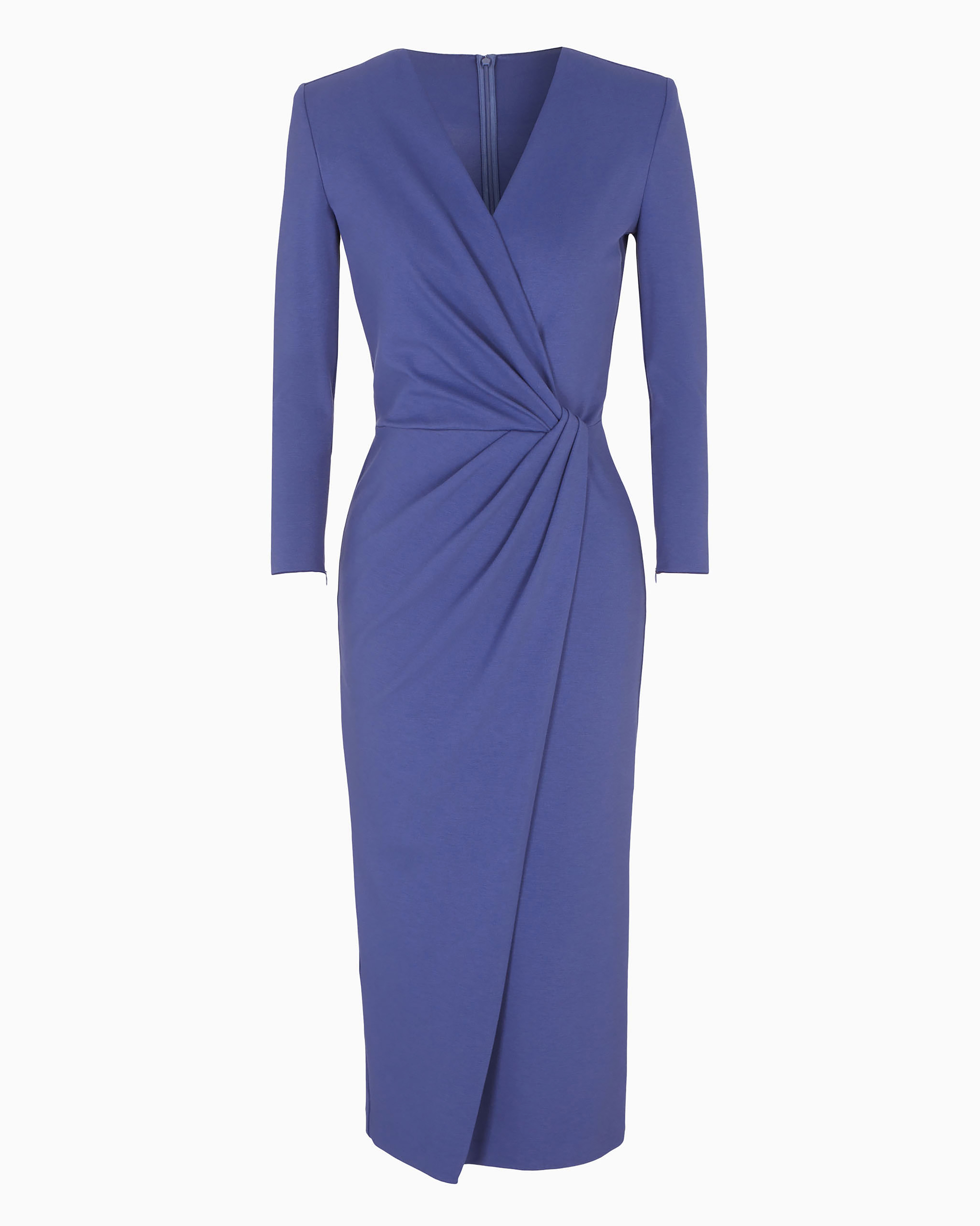 Giorgio Armani Official Store Viscose-blend Milano-stitch Midi Dress In Blue