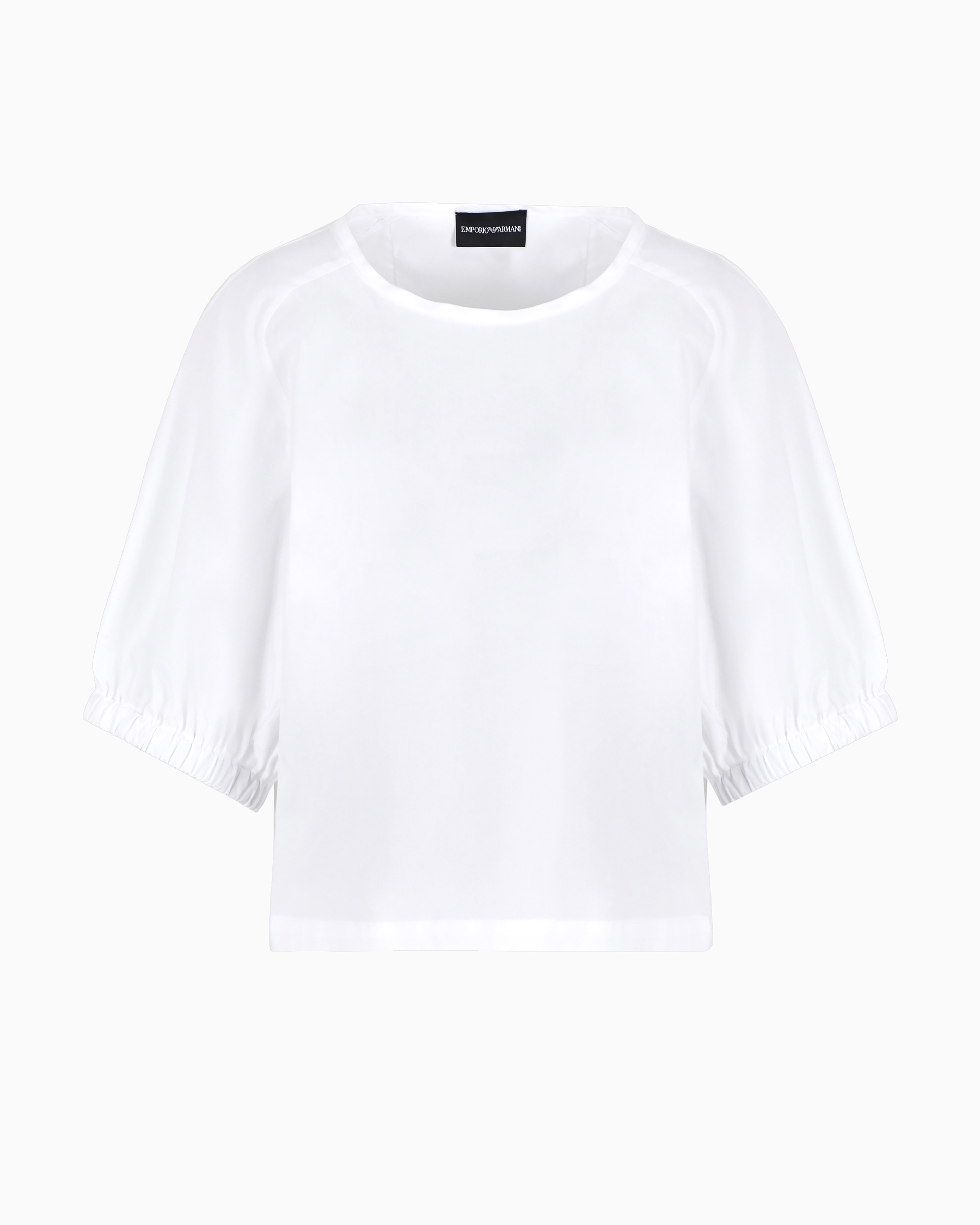 Emporio Armani Official Store Short-sleeved Tie Blouse In Poplin In White