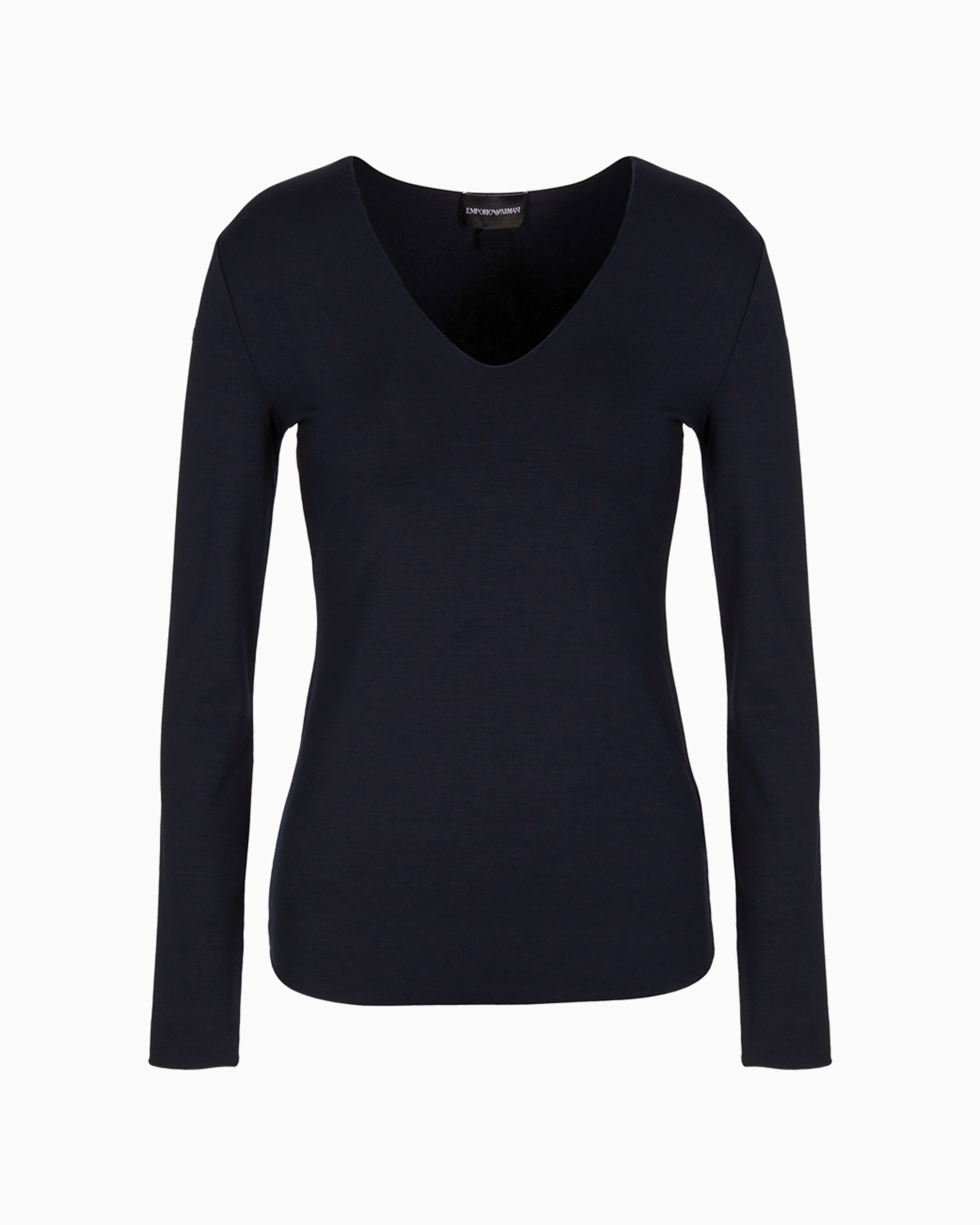 Emporio Armani Official Store Viscose Stretch Jersey V-neck Jumper In Blue