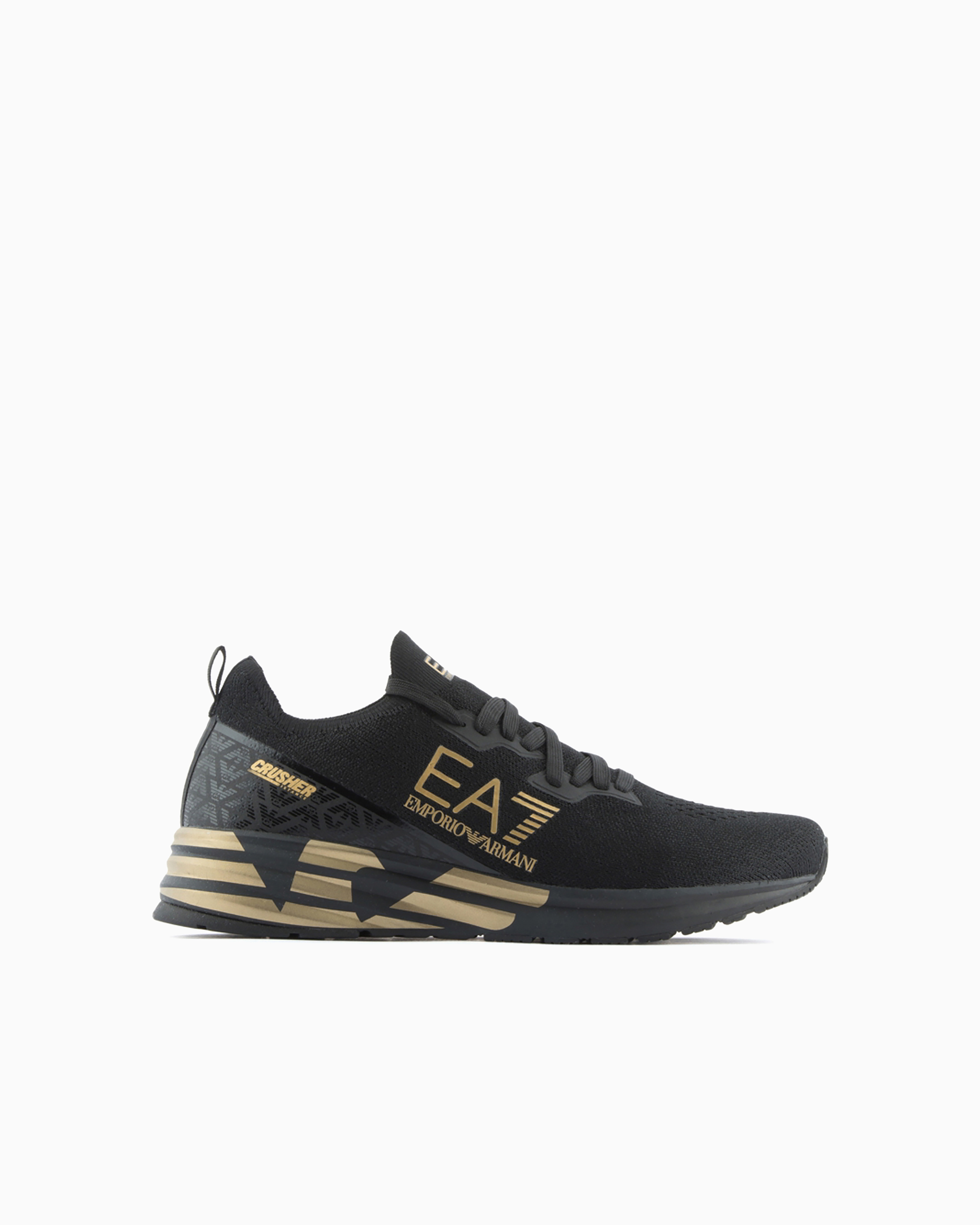 Emporio Armani Crusher Distance Knit Sneakers In Two-tone