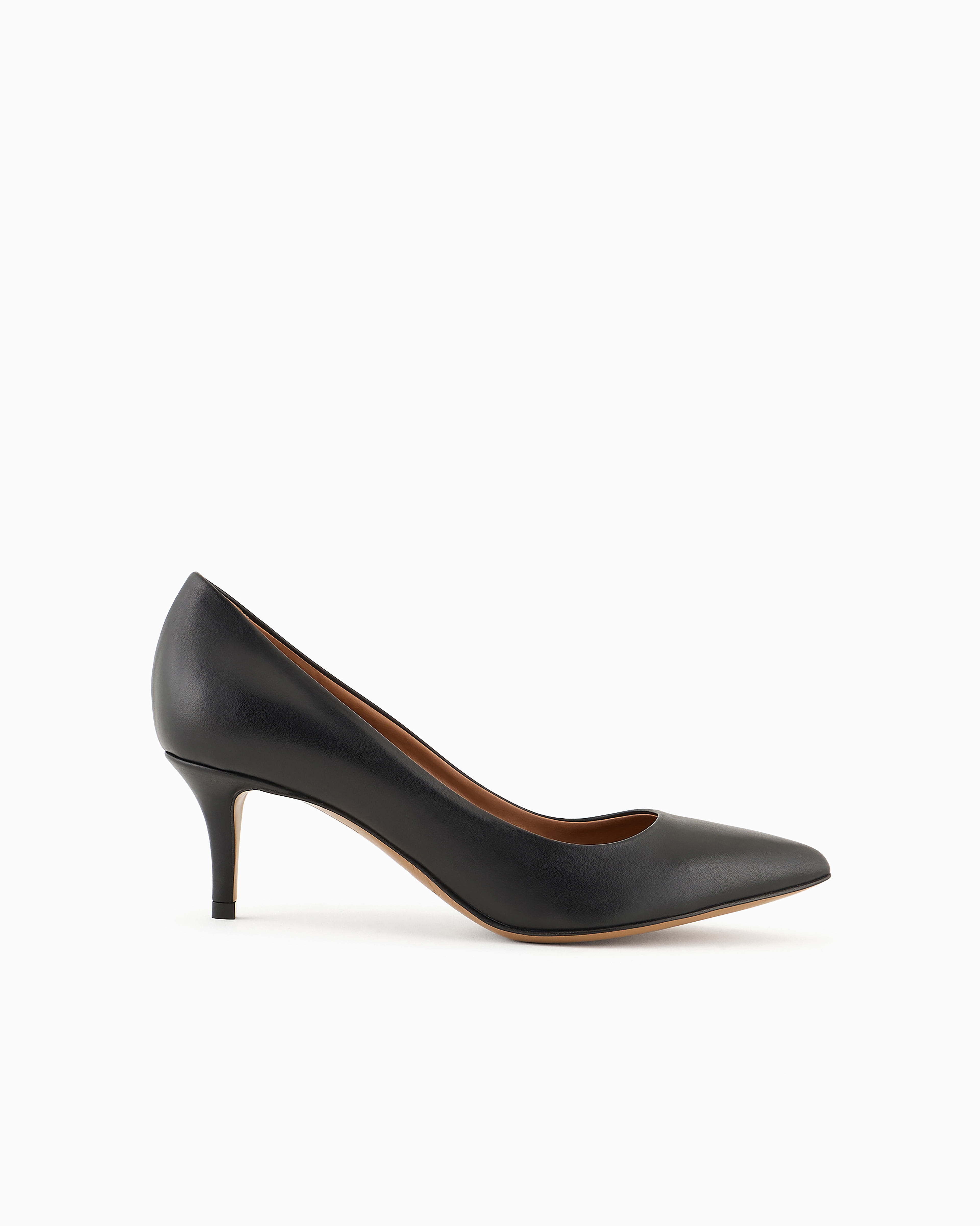 Emporio Armani Leather Court Shoes With Stiletto Heel In Black