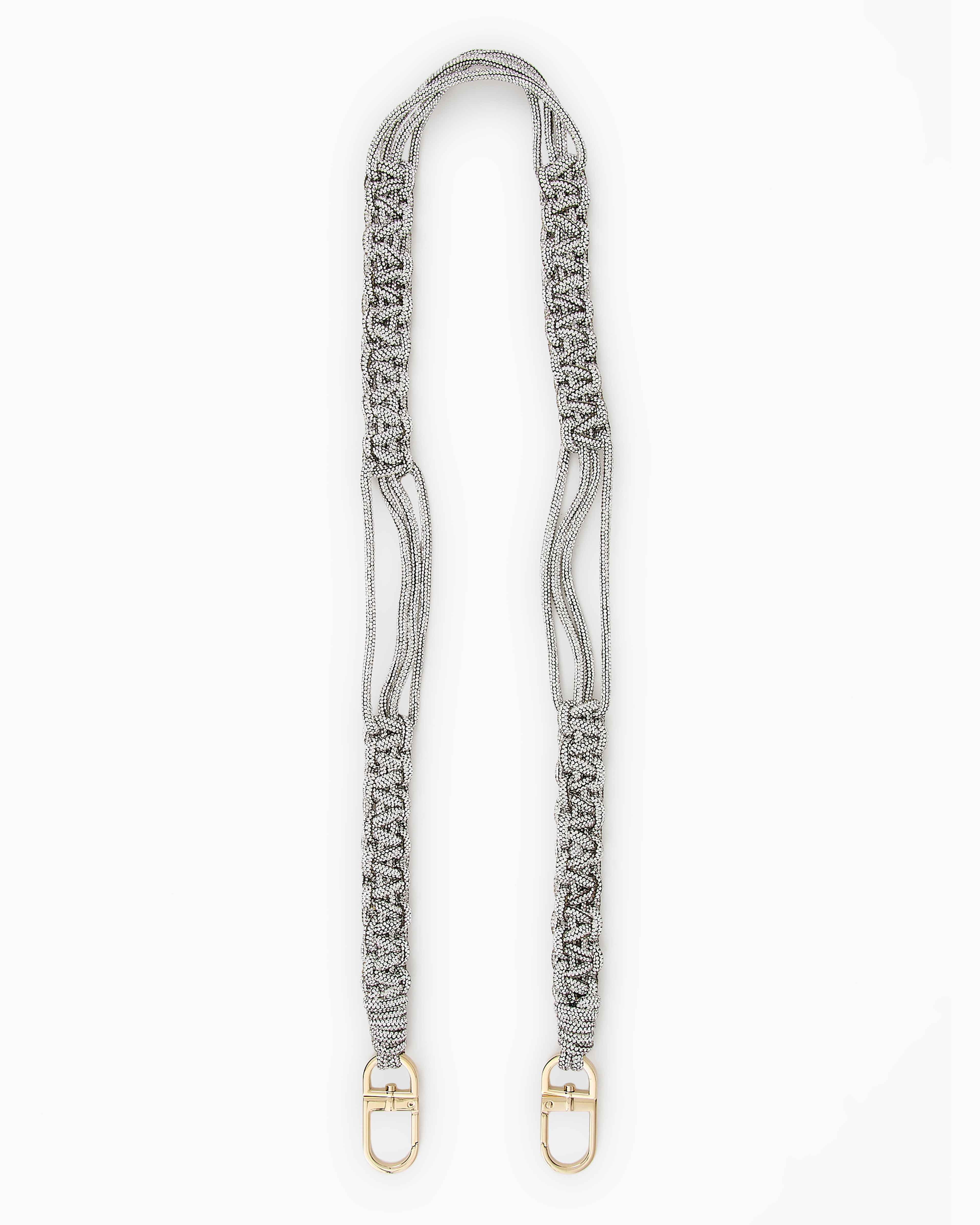 Giorgio Armani Official Store Long Rhinestone Strap With A Woven Motif In Silver